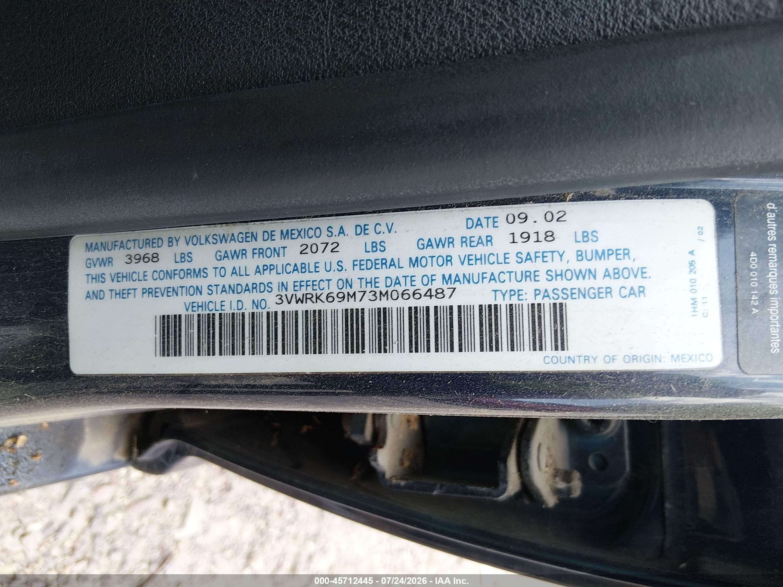 2003 Volkswagen Jetta Gl Синий vin: 3VWRK69M73M066487
