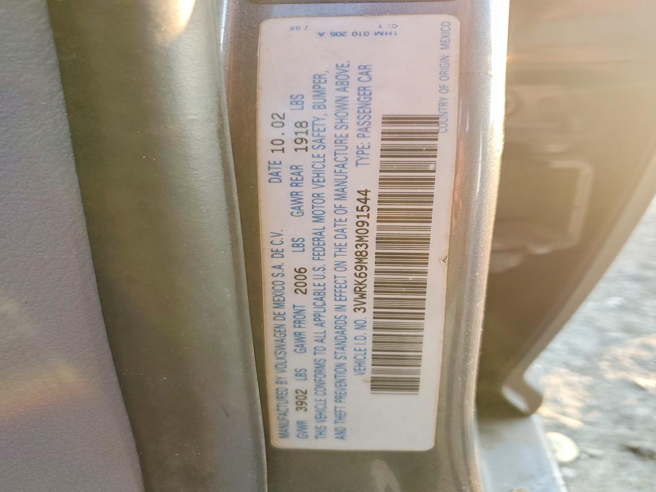 2003 Volkswagen Jetta Gl Gray vin: 3VWRK69M83M091544