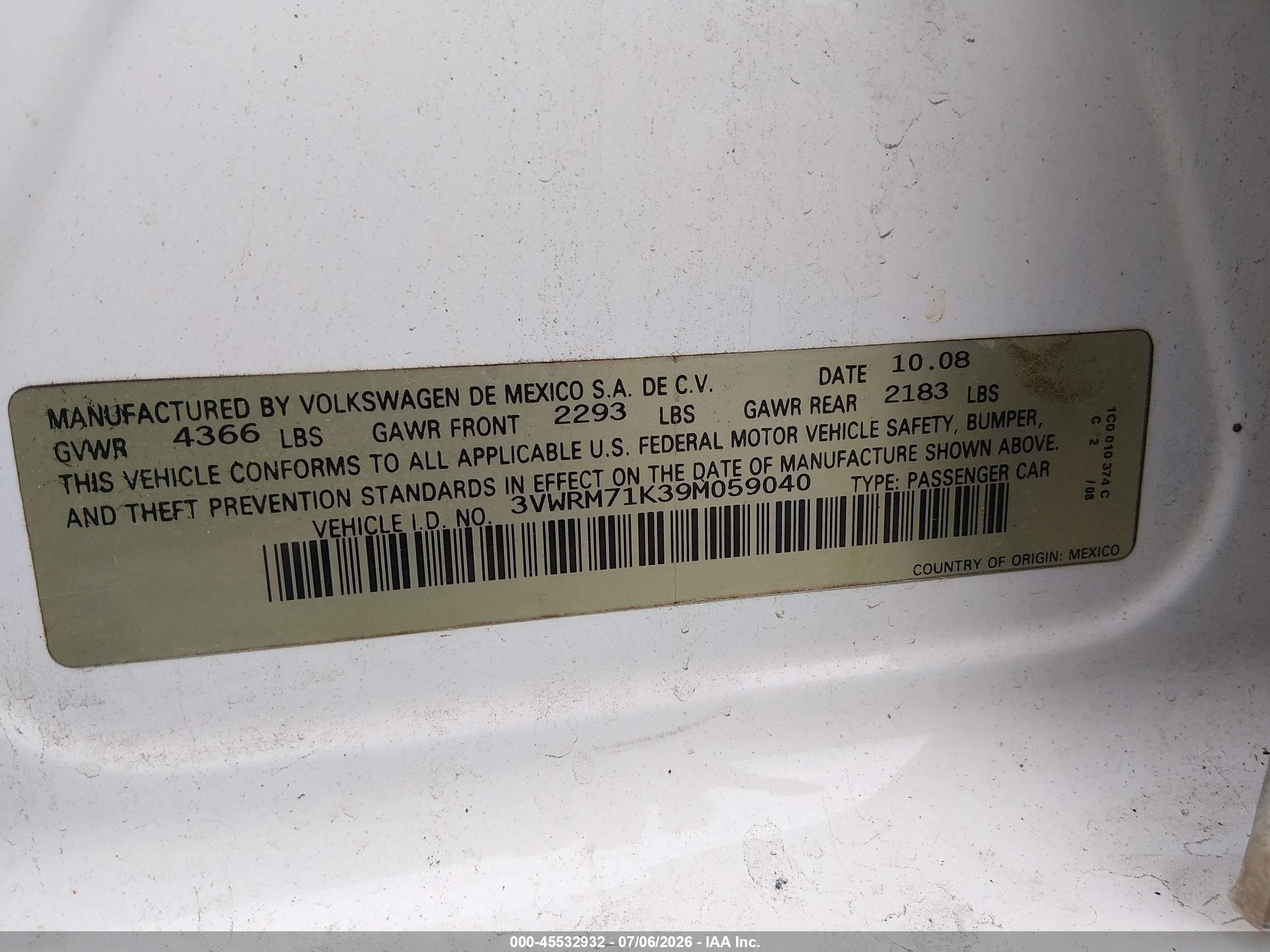 2009 Volkswagen Jetta Se/sel White vin: 3VWRM71K39M059040
