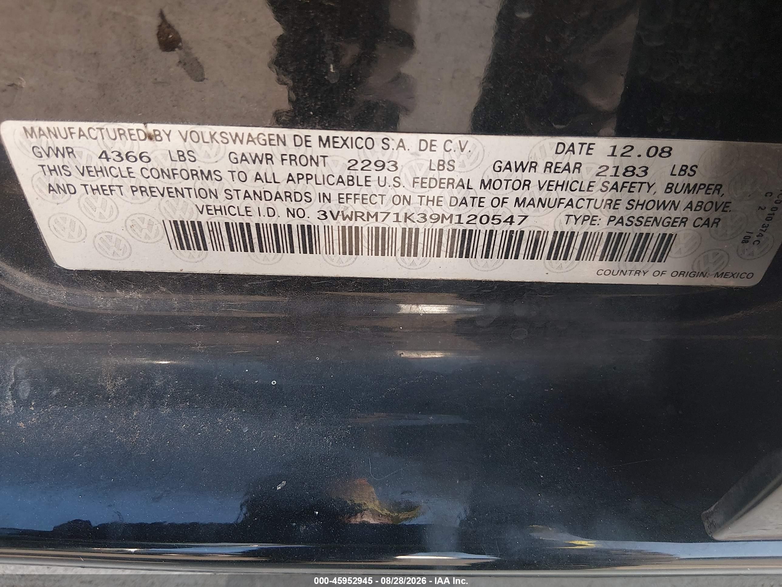 2009 Volkswagen Jetta Se Black vin: 3VWRM71K39M120547