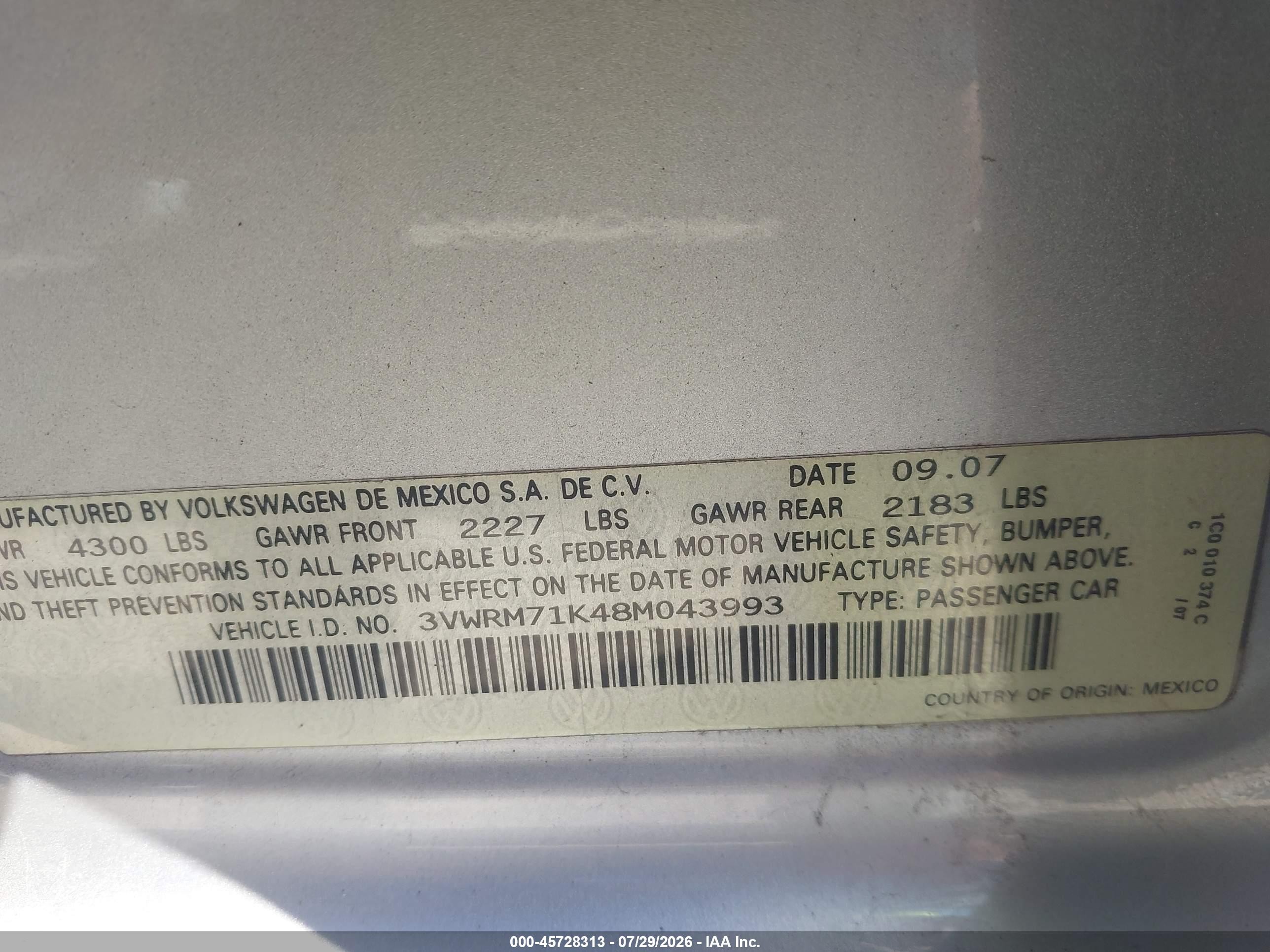 2008 Volkswagen Jetta Se/sel Серебряный vin: 3VWRM71K48M043993