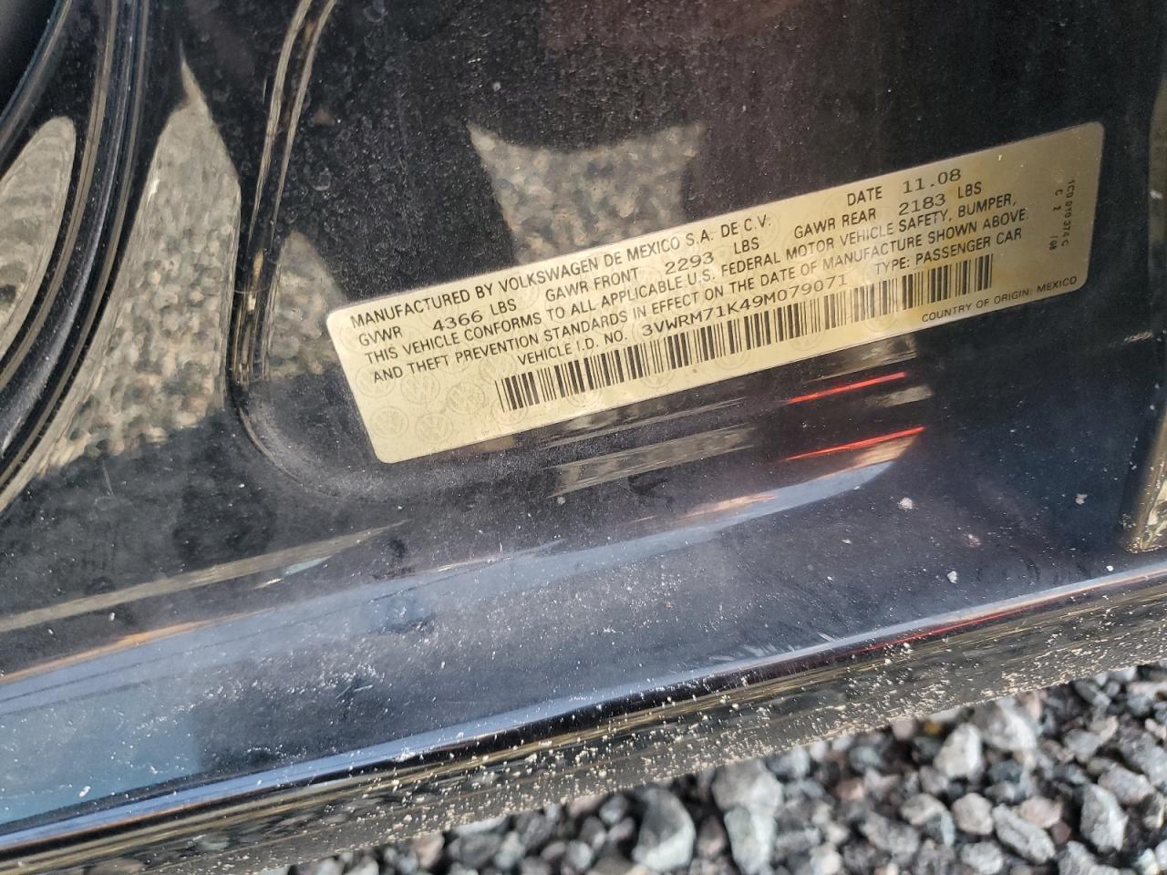 2009 Volkswagen Jetta Se Черный vin: 3VWRM71K49M079071
