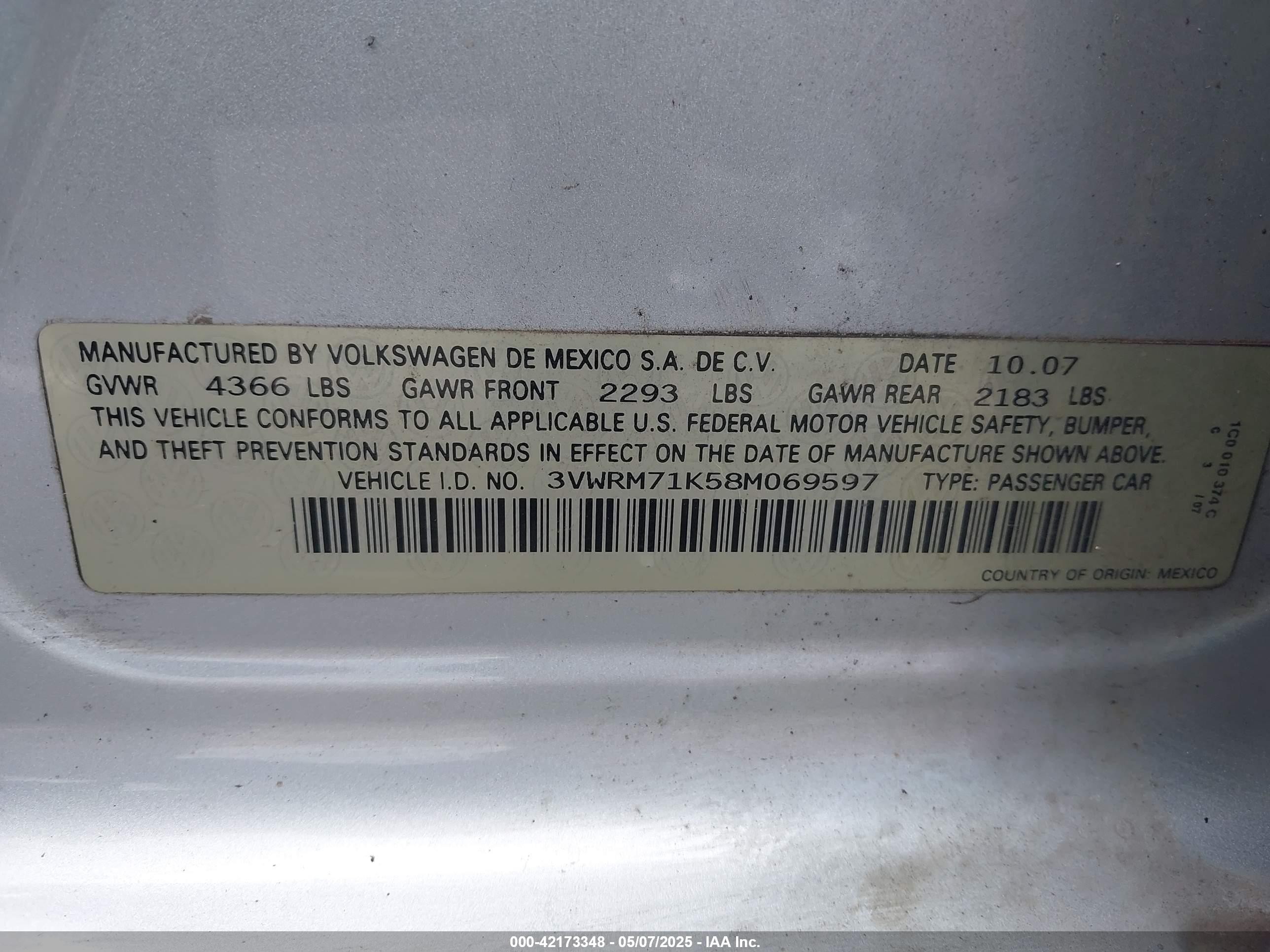 2008 Volkswagen Jetta Se/sel Silver vin: 3VWRM71K58M069597
