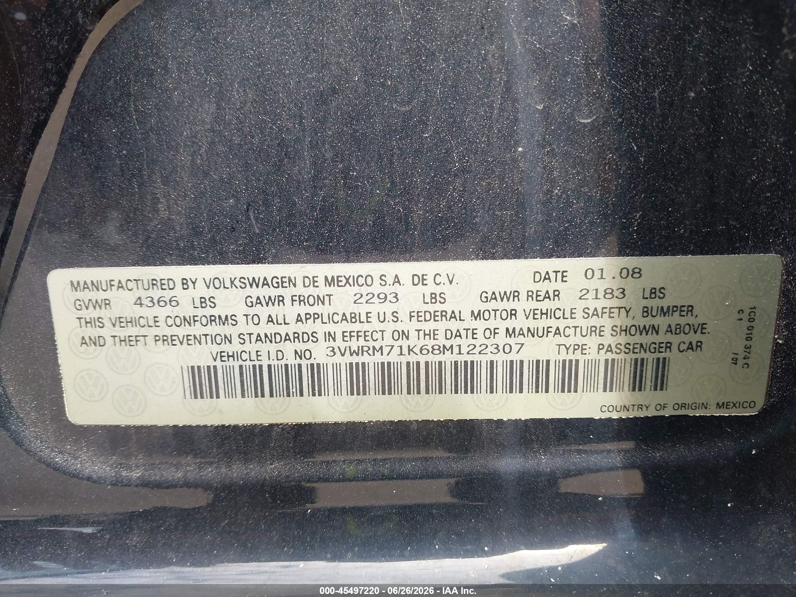 2008 Volkswagen Jetta Se/sel Black vin: 3VWRM71K68M122307