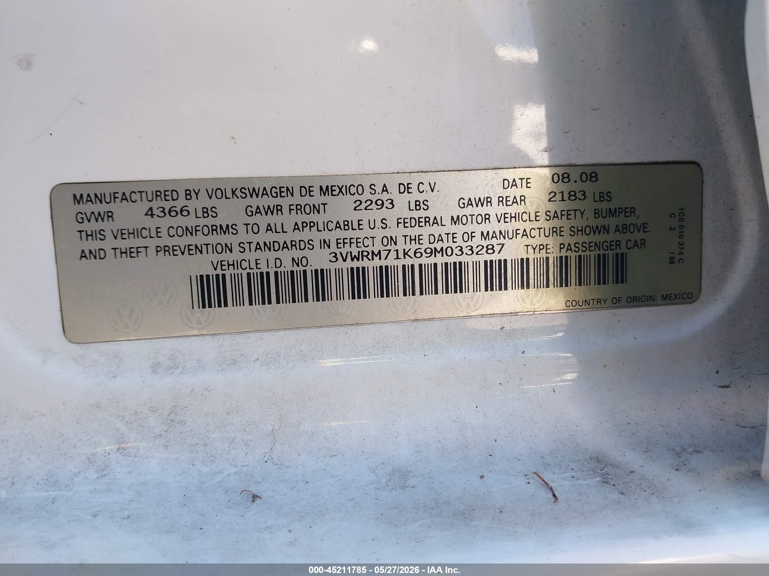 2009 Volkswagen Jetta Se/sel White vin: 3VWRM71K69M033287