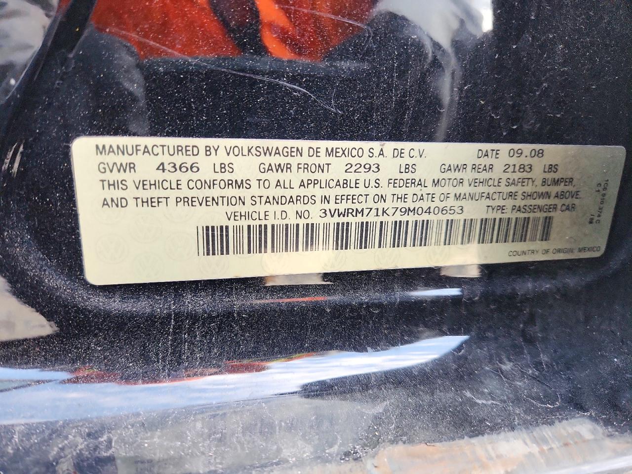 2009 Volkswagen Jetta Se Black vin: 3VWRM71K79M040653