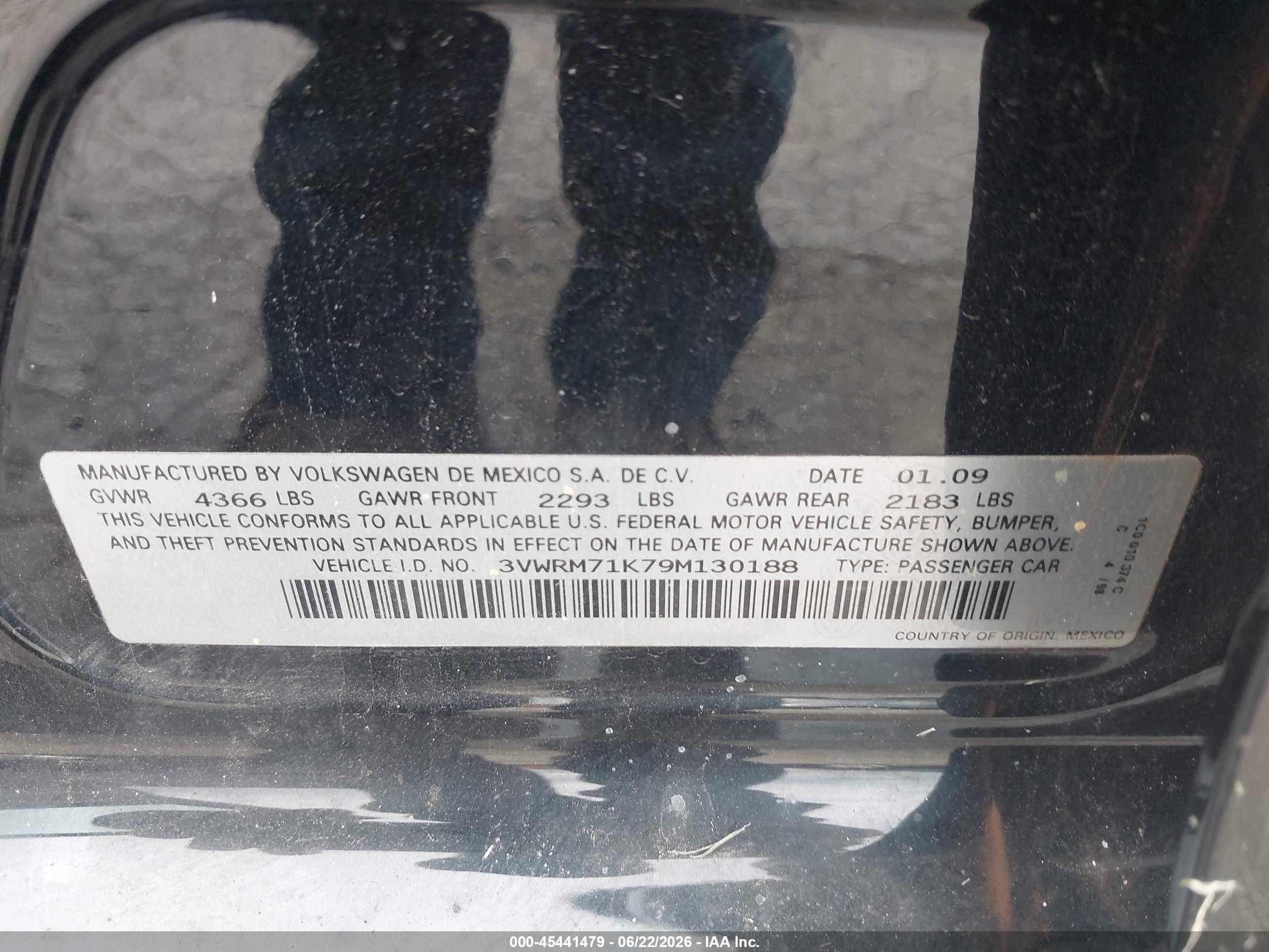 2009 Volkswagen Jetta Se Black vin: 3VWRM71K79M130188