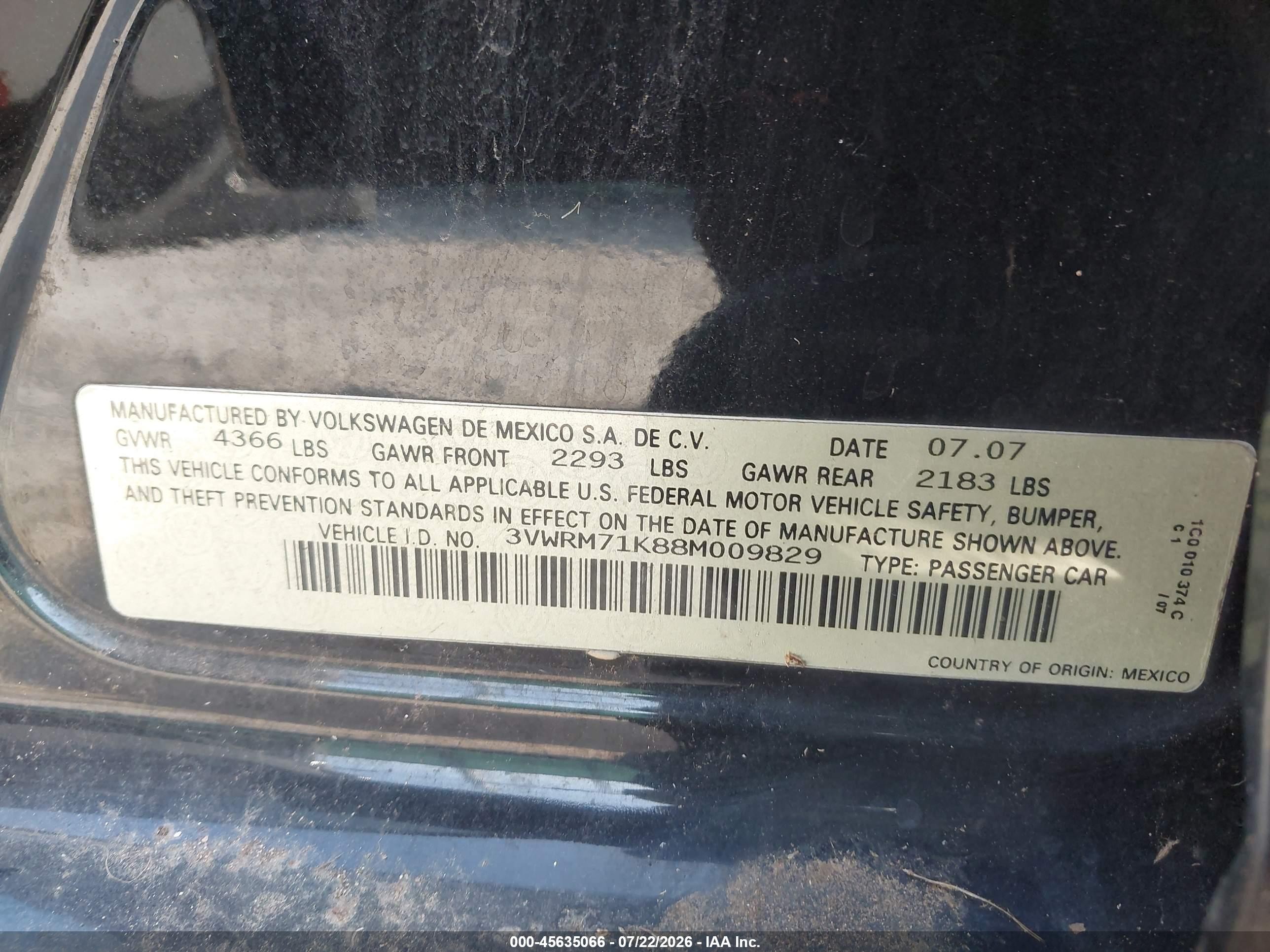 2008 Volkswagen Jetta Se/sel Black vin: 3VWRM71K88M009829