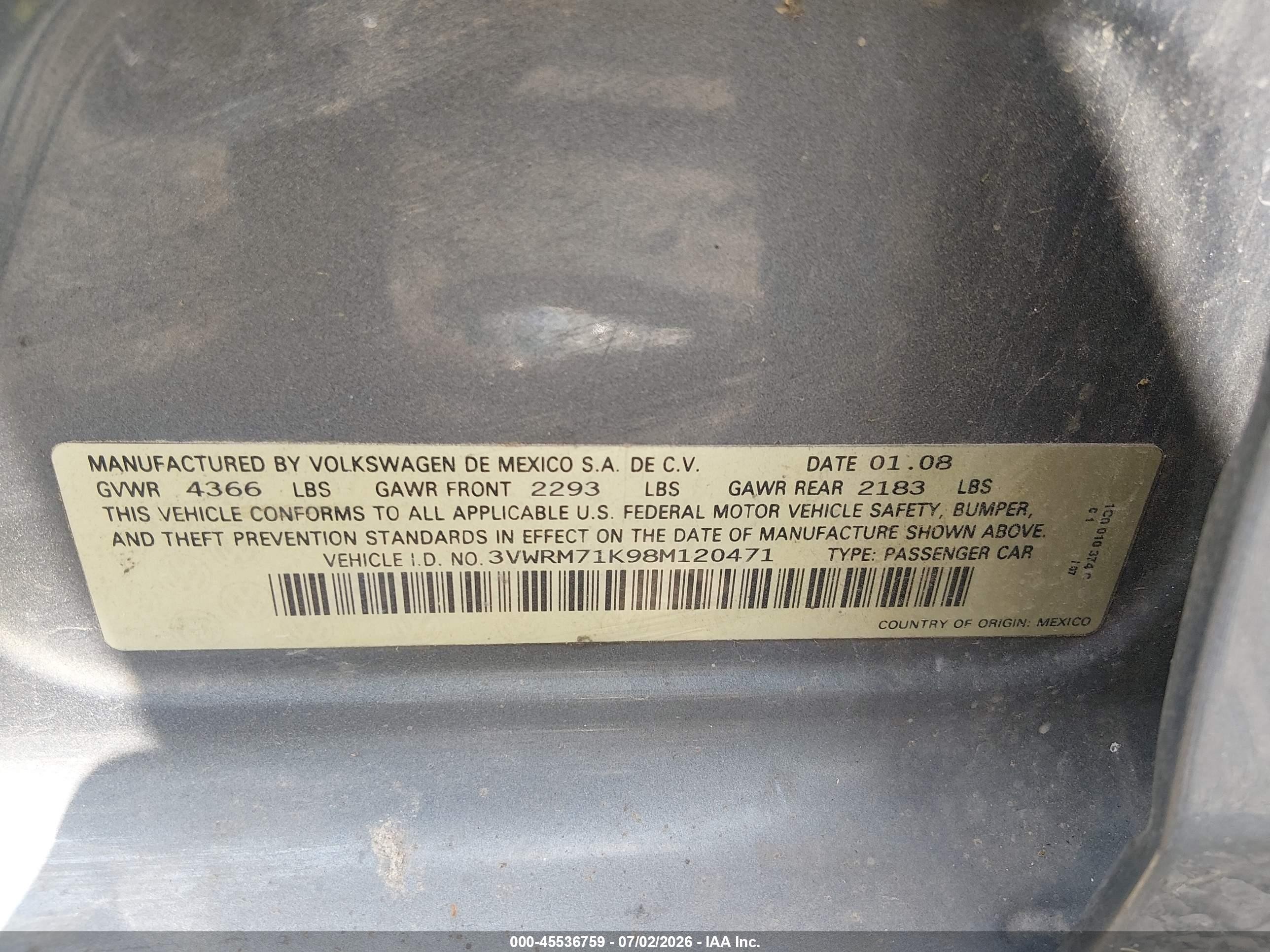 2008 Volkswagen Jetta Se Серый vin: 3VWRM71K98M120471