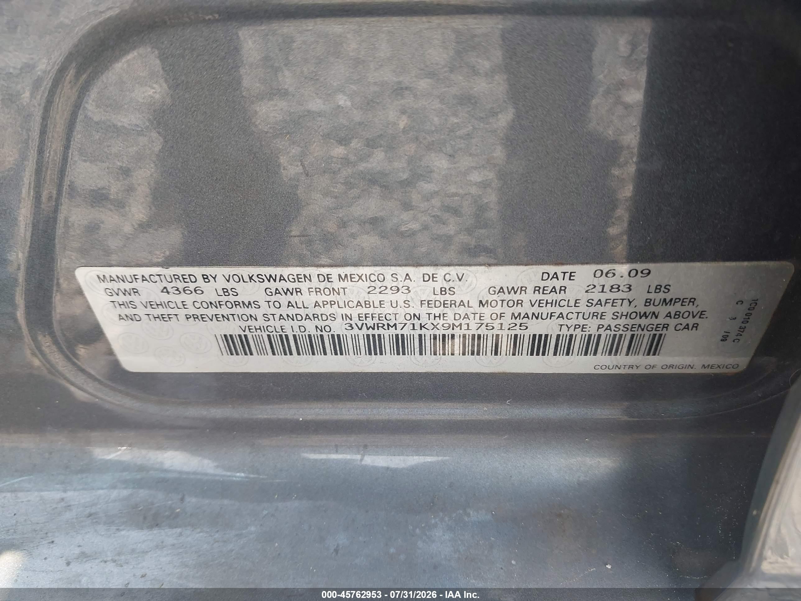 2009 Volkswagen Jetta Se Dark Blue vin: 3VWRM71KX9M175125