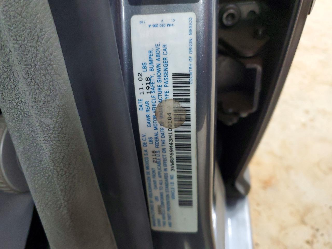 2003 Volkswagen Jetta Gl Tdi Gray vin: 3VWRP69M43M109104