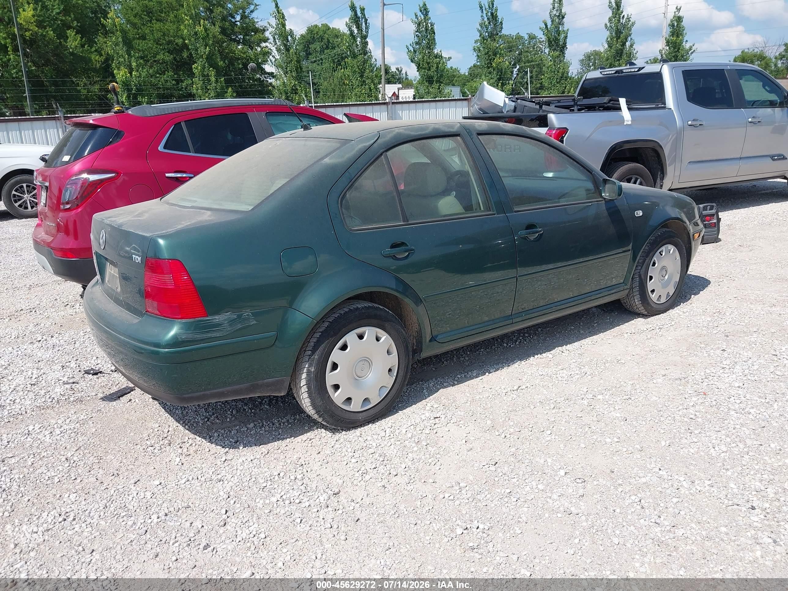 2001 Volkswagen Jetta Gl Tdi Green vin: 3VWRP69M71M146287