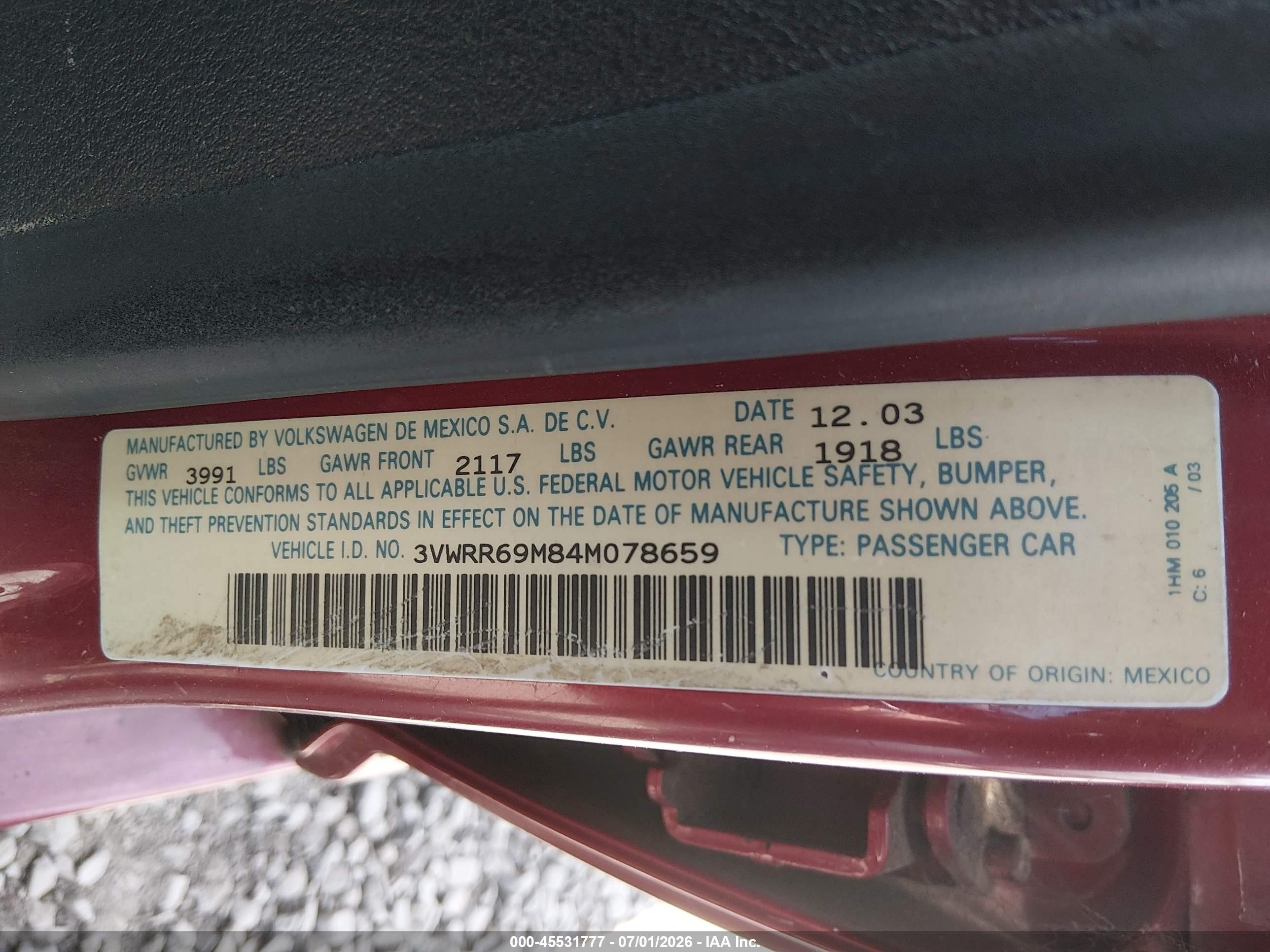 2004 Volkswagen Jetta Gl Tdi Red vin: 3VWRR69M84M078659