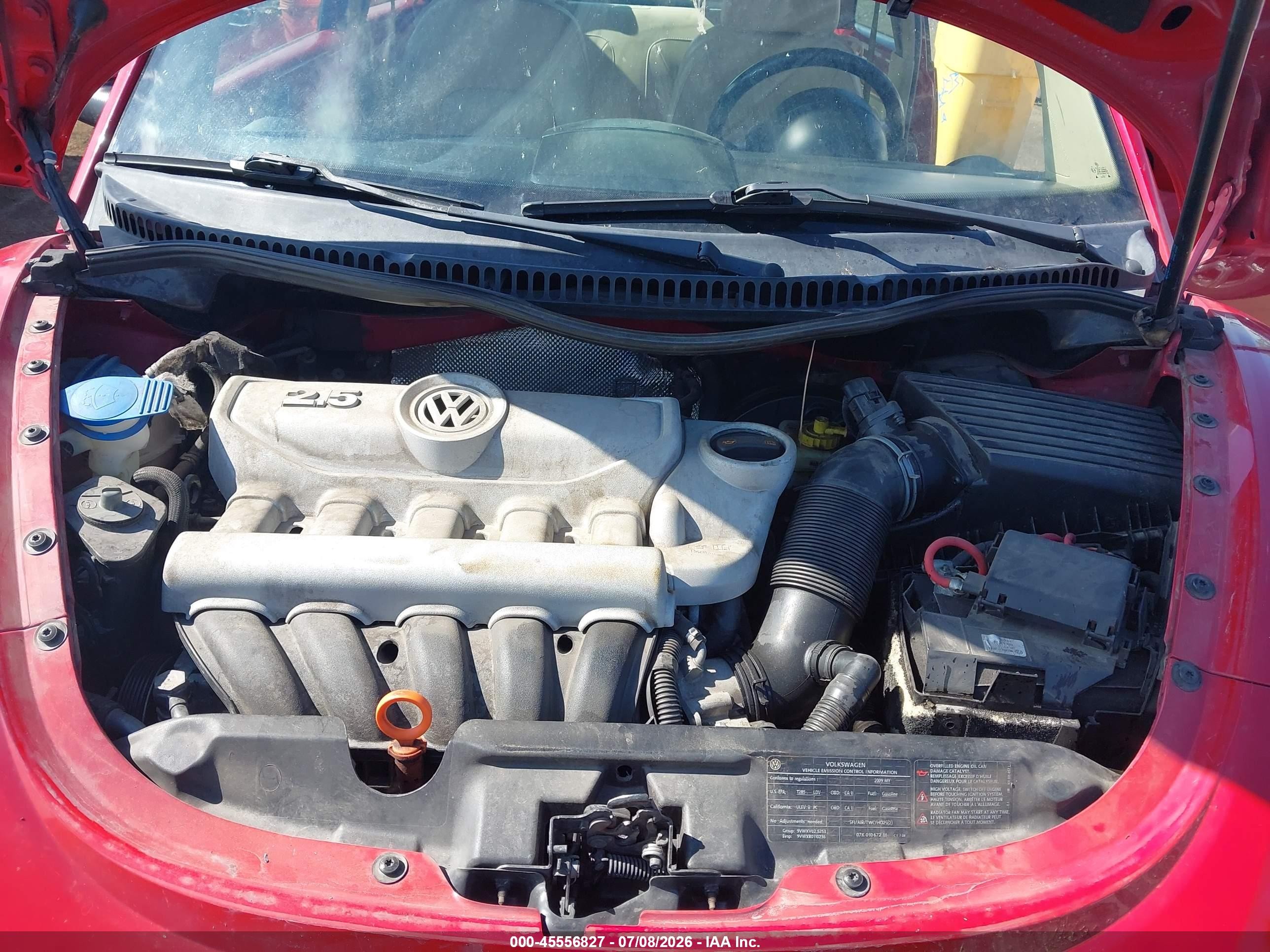2009 Volkswagen New Beetle 2.5l Red vin: 3VWRW31C89M506327