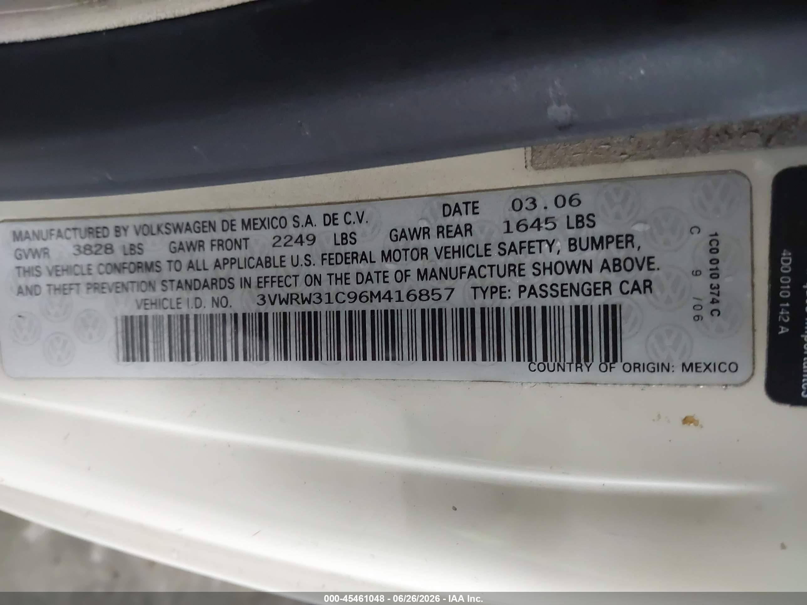 2006 Volkswagen New Beetle 2.5 Желто-коричневый vin: 3VWRW31C96M416857