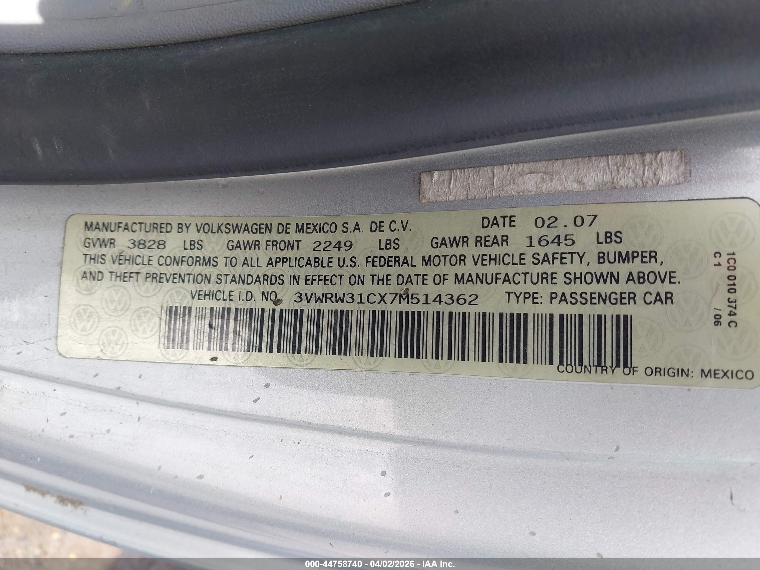 2007 Volkswagen New Beetle 2.5 Silver vin: 3VWRW31CX7M514362