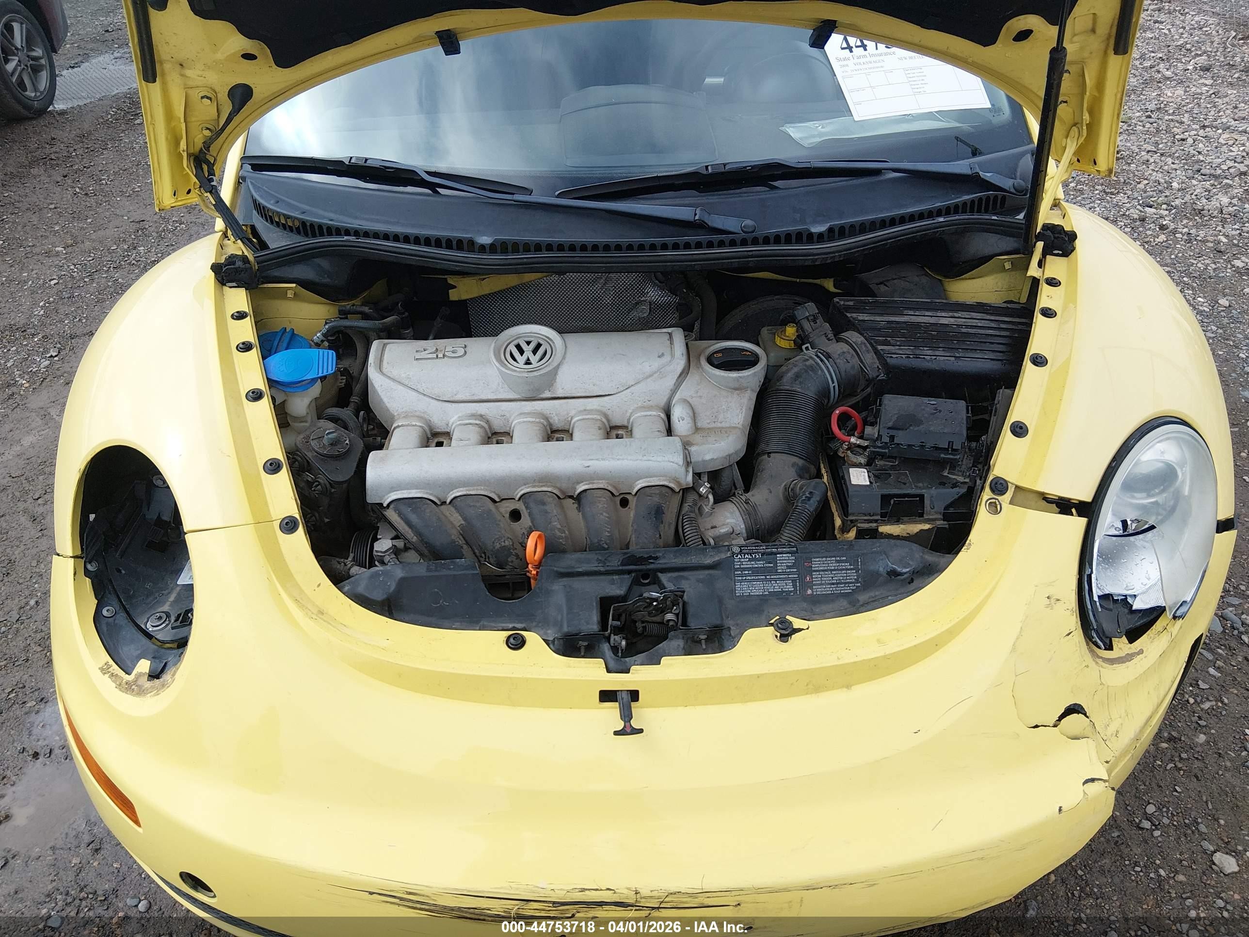 2008 Volkswagen New Beetle S/se Yellow vin: 3VWRW31CX8M509180