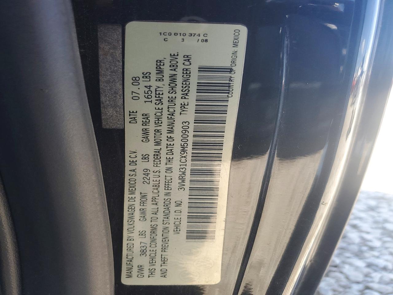 2009 Volkswagen New Beetle S Black vin: 3VWRW31CX9M500903