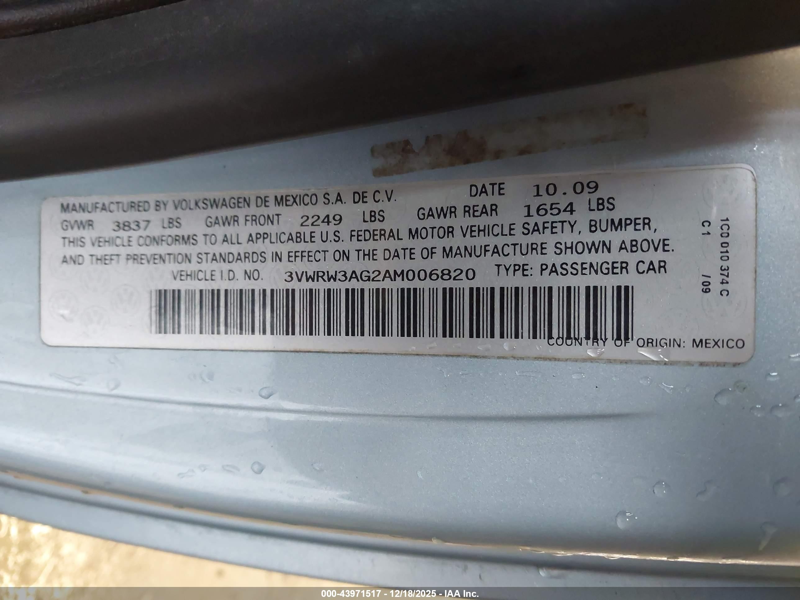 2010 Volkswagen New Beetle 2.5l Silver vin: 3VWRW3AG2AM006820