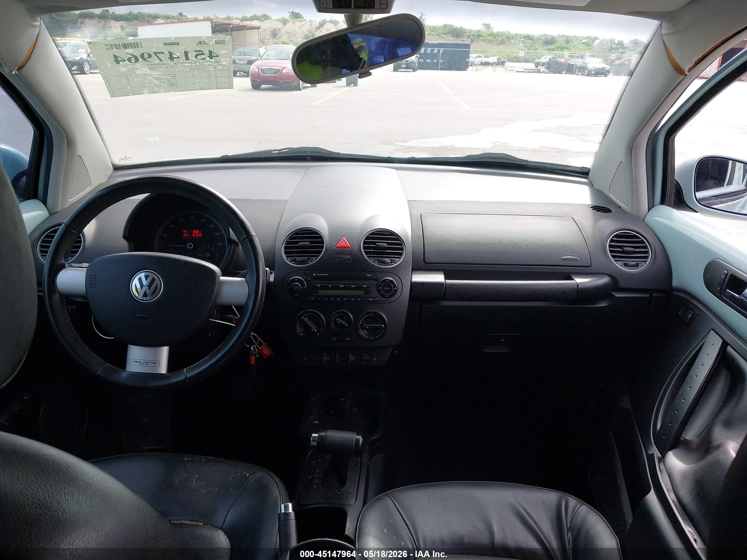2010 Volkswagen New Beetle 2.5l Final Edition Light Blue vin: 3VWRW3AG2AM023696