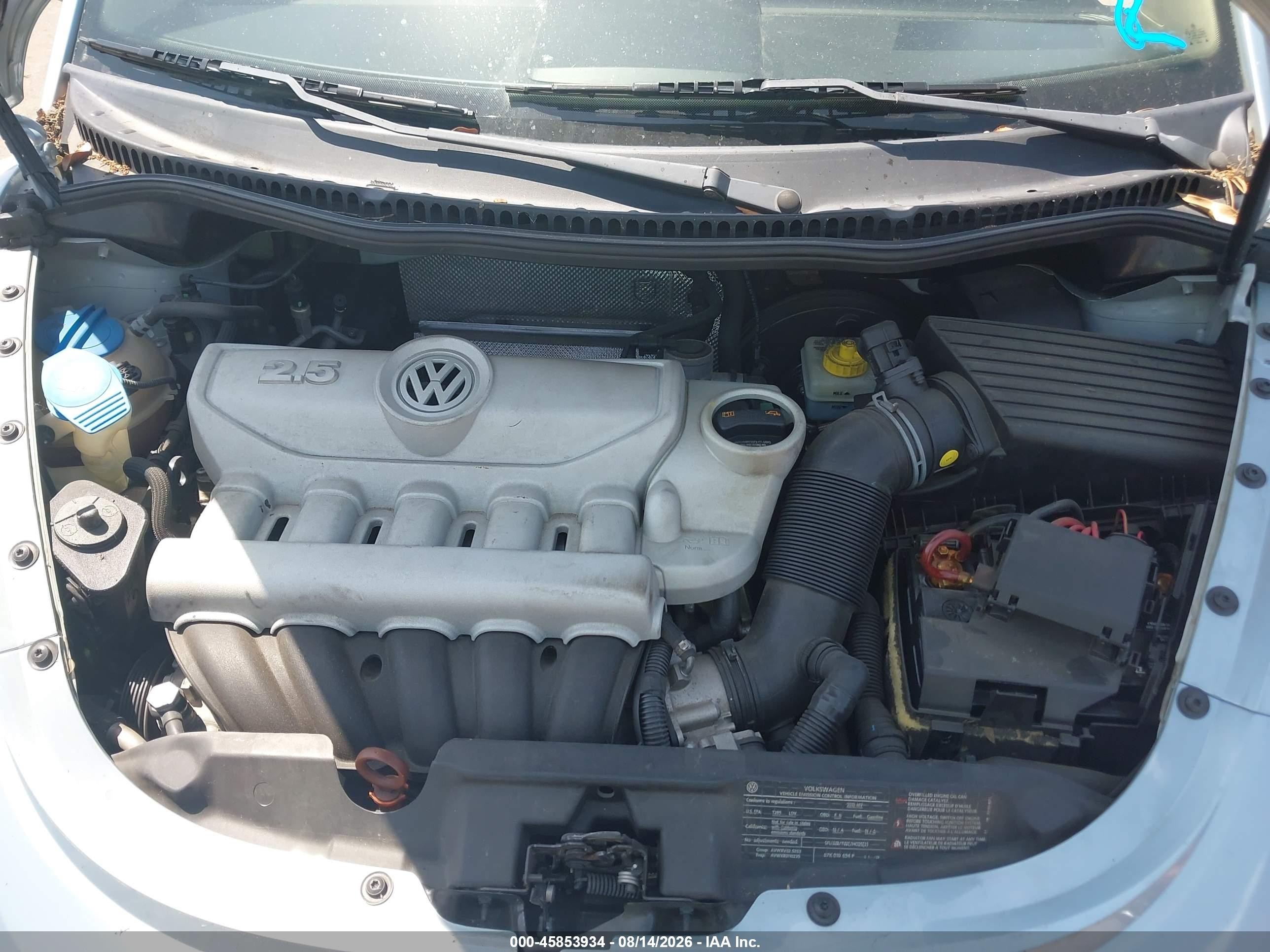 2010 Volkswagen New Beetle 2.5l Light Blue vin: 3VWRW3AGXAM022859