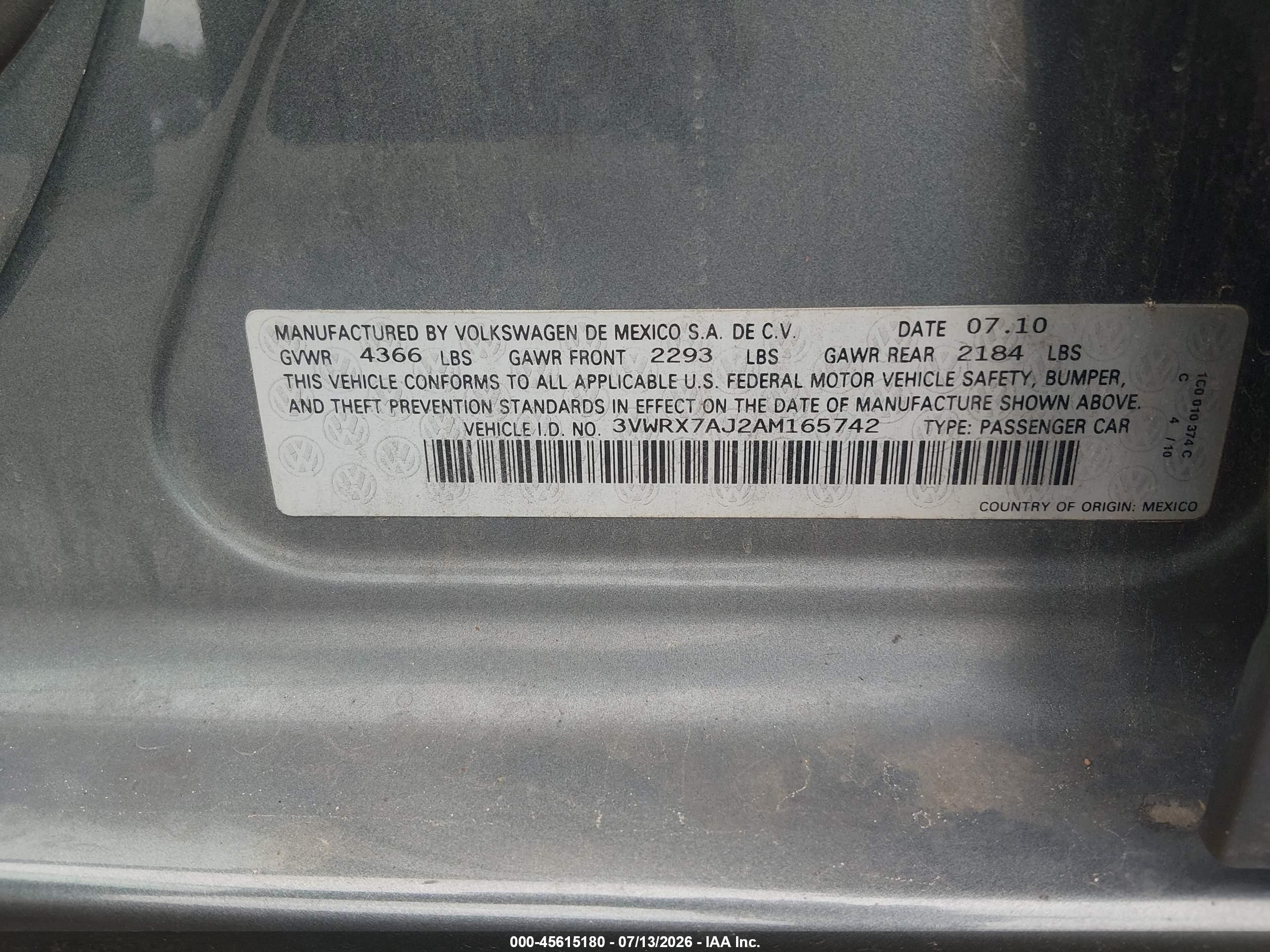 2010 Volkswagen Jetta Limited Edition Gray vin: 3VWRX7AJ2AM165742