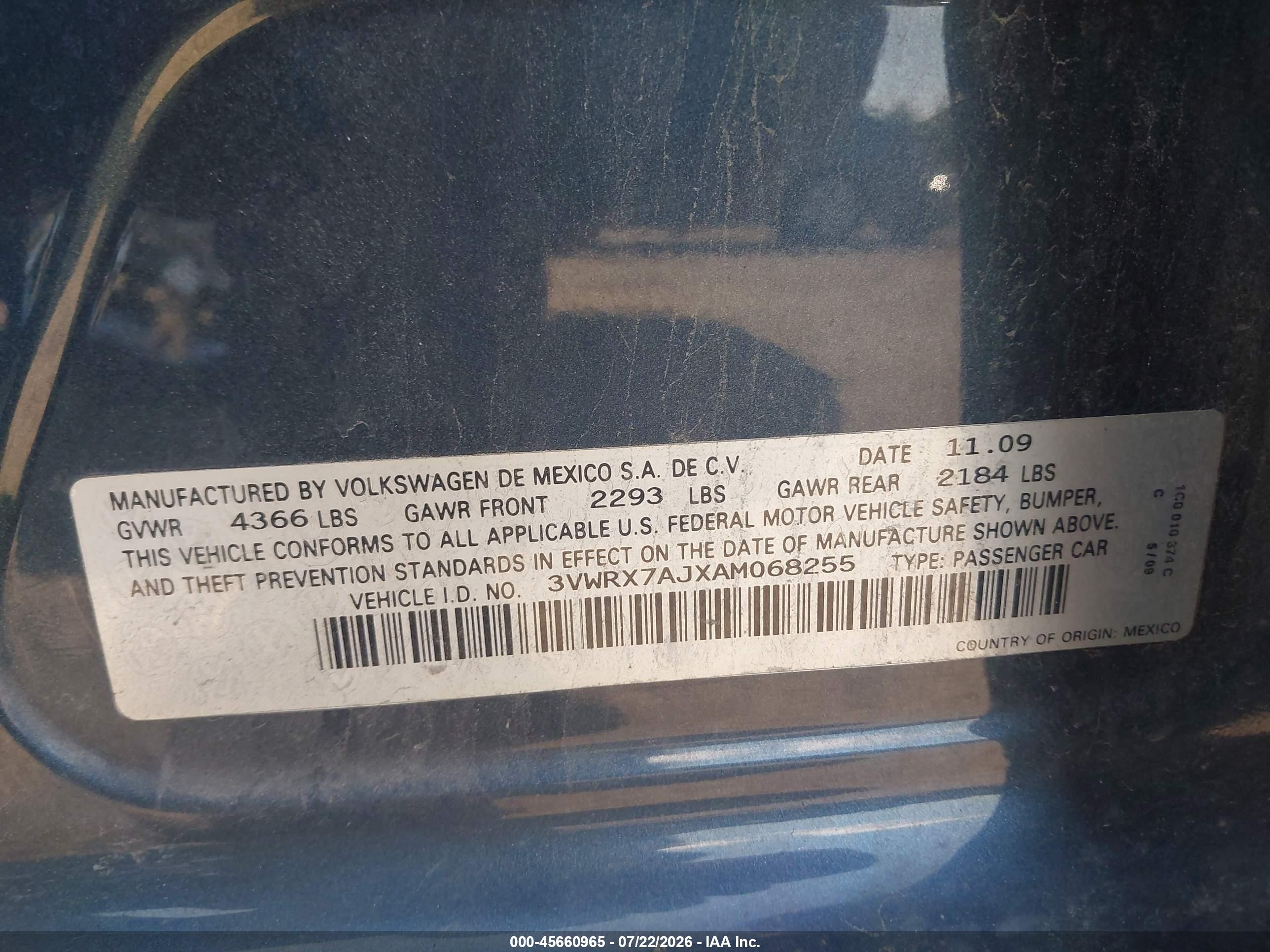 2010 Volkswagen Jetta Se Dark Blue vin: 3VWRX7AJXAM068255