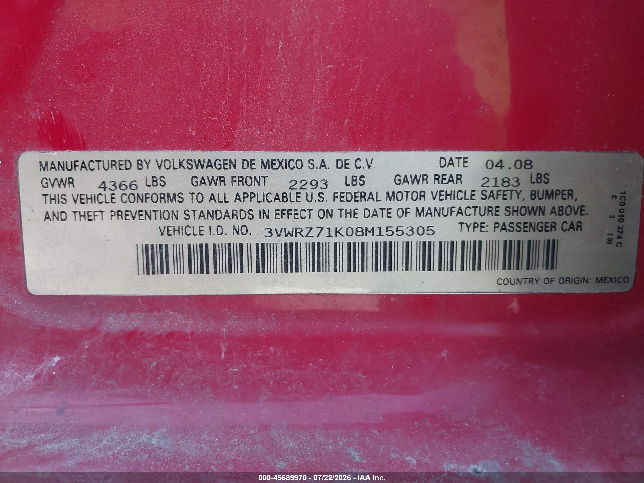 2008 Volkswagen Jetta Se/sel Красный vin: 3VWRZ71K08M155305