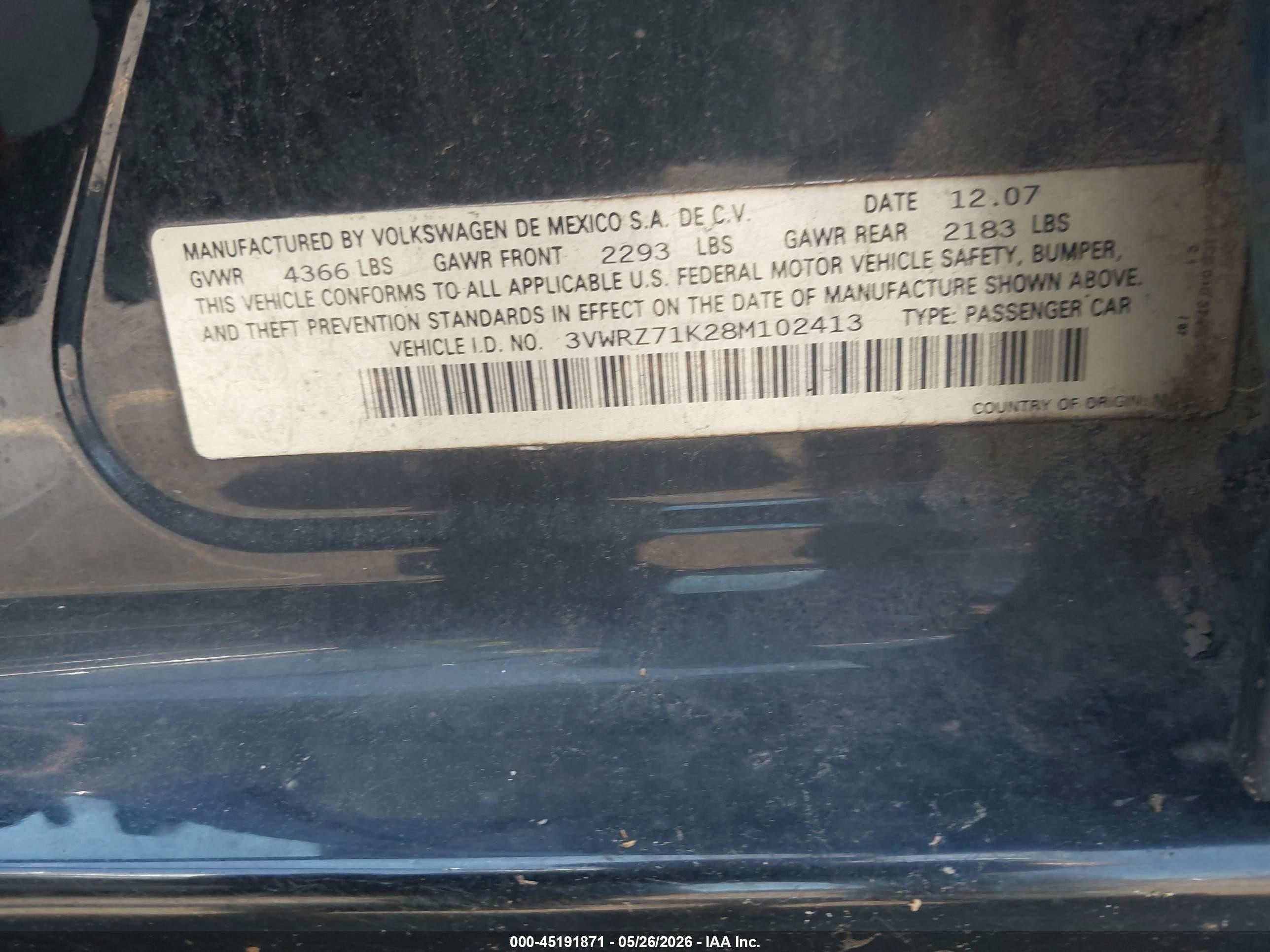 2008 Volkswagen Jetta Se Черный vin: 3VWRZ71K28M102413