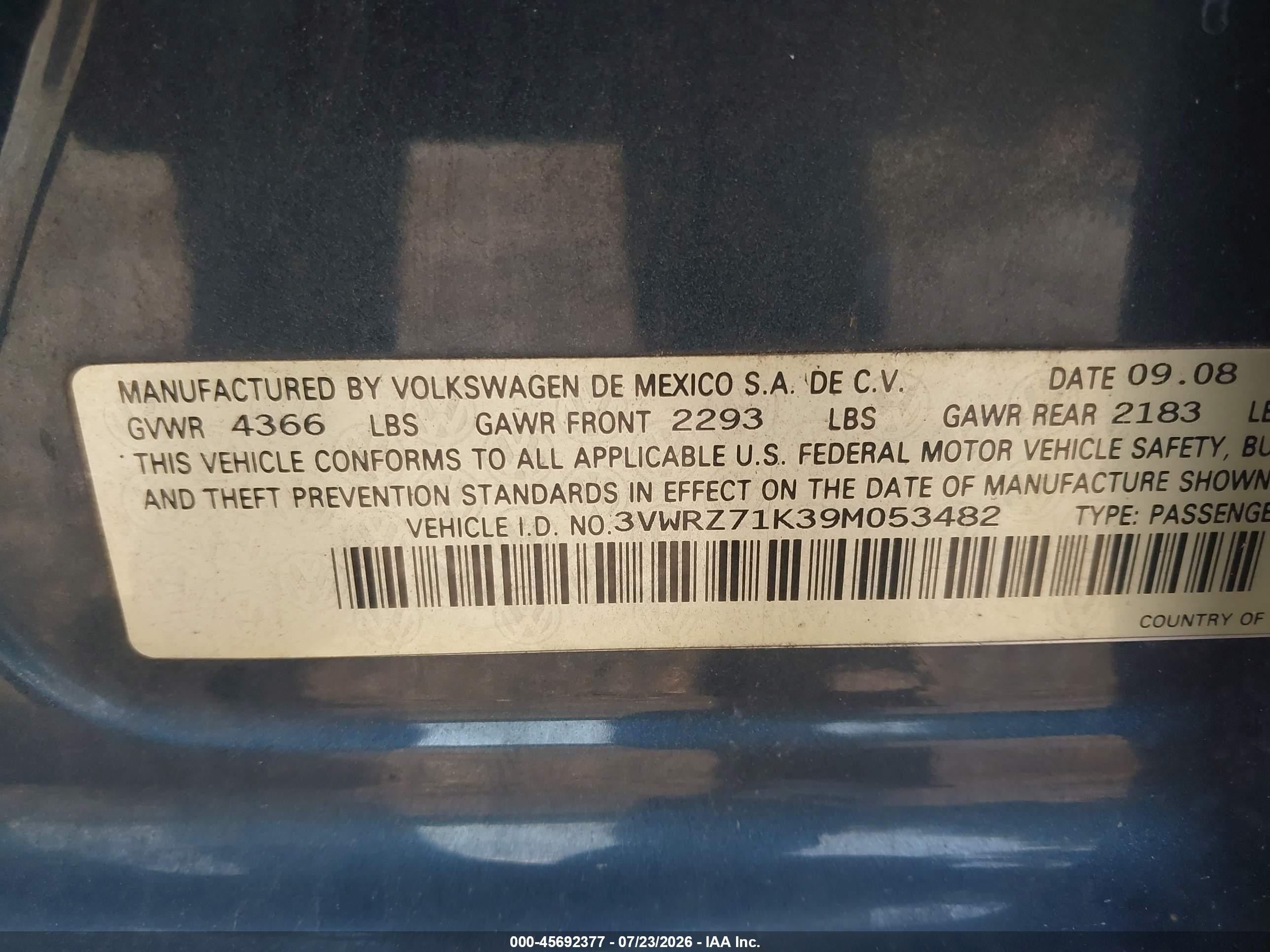 2009 Volkswagen Jetta Se/sel Blue vin: 3VWRZ71K39M053482