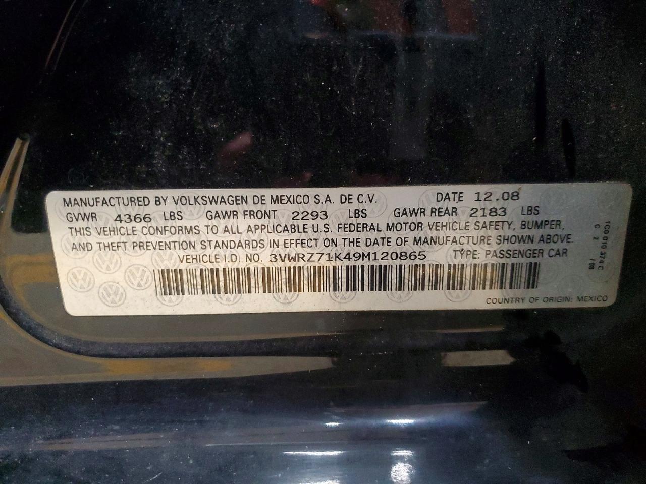 2009 Volkswagen Jetta Se Black vin: 3VWRZ71K49M120865