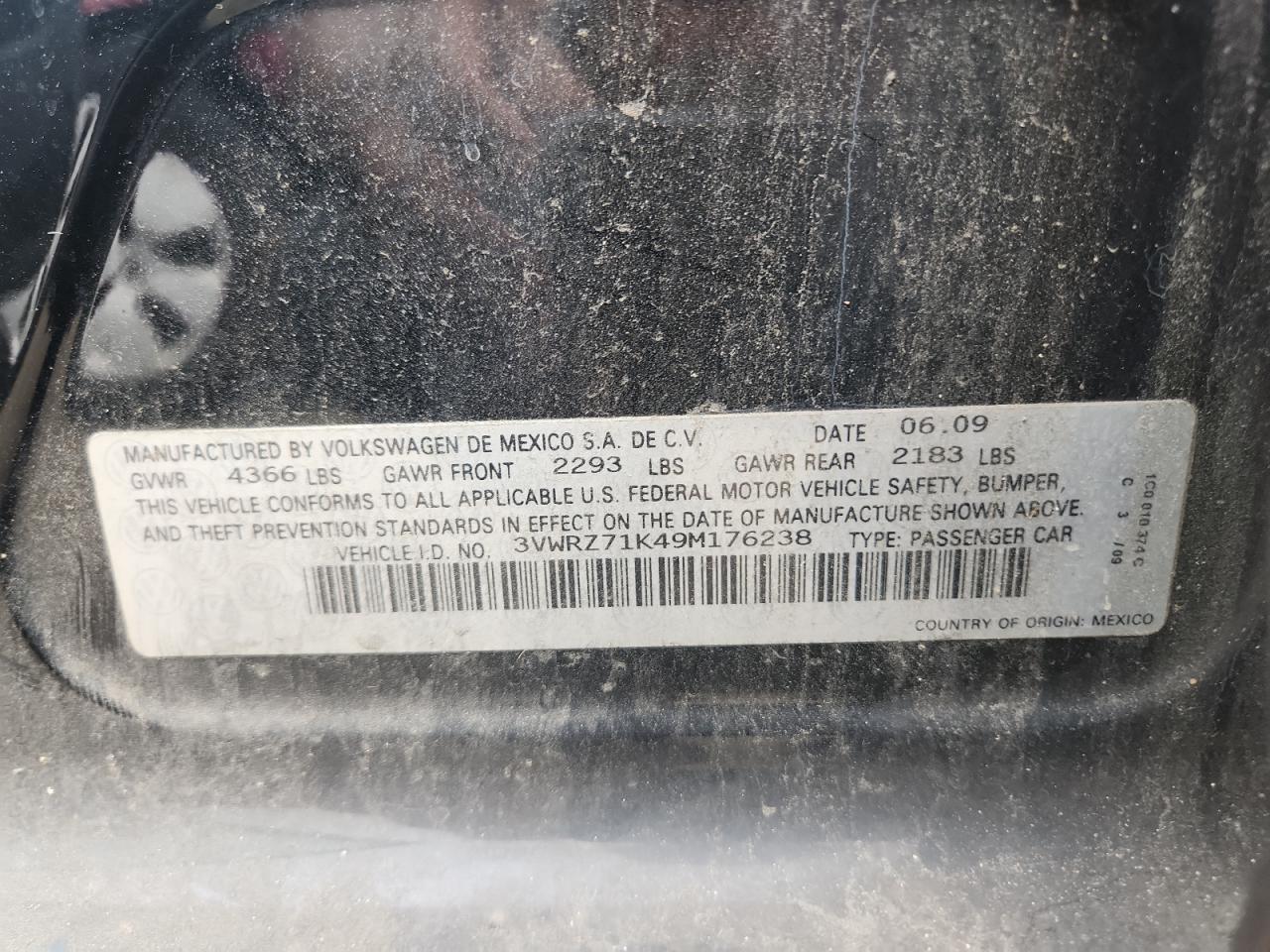 2009 Volkswagen Jetta Se Черный vin: 3VWRZ71K49M176238