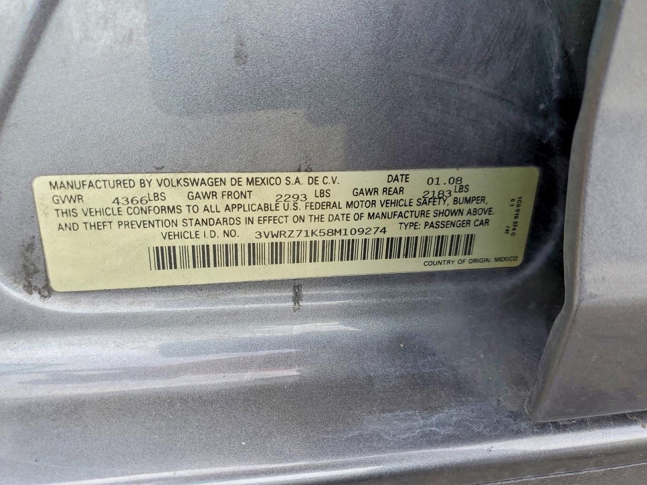 2008 Volkswagen Jetta Se Gray vin: 3VWRZ71K58M109274