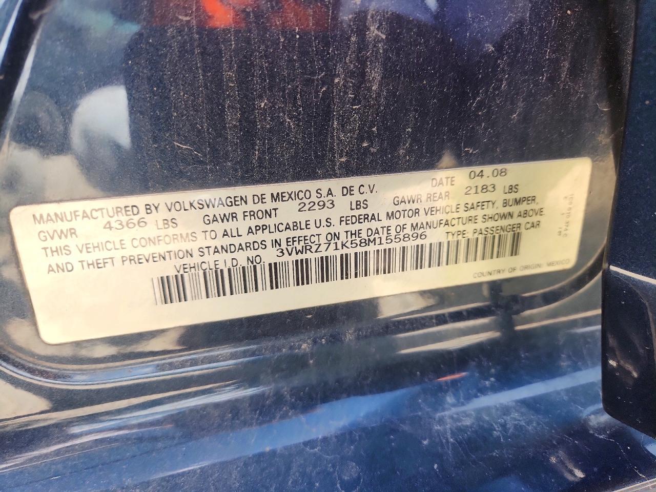 2008 Volkswagen Jetta Se Black vin: 3VWRZ71K58M155896