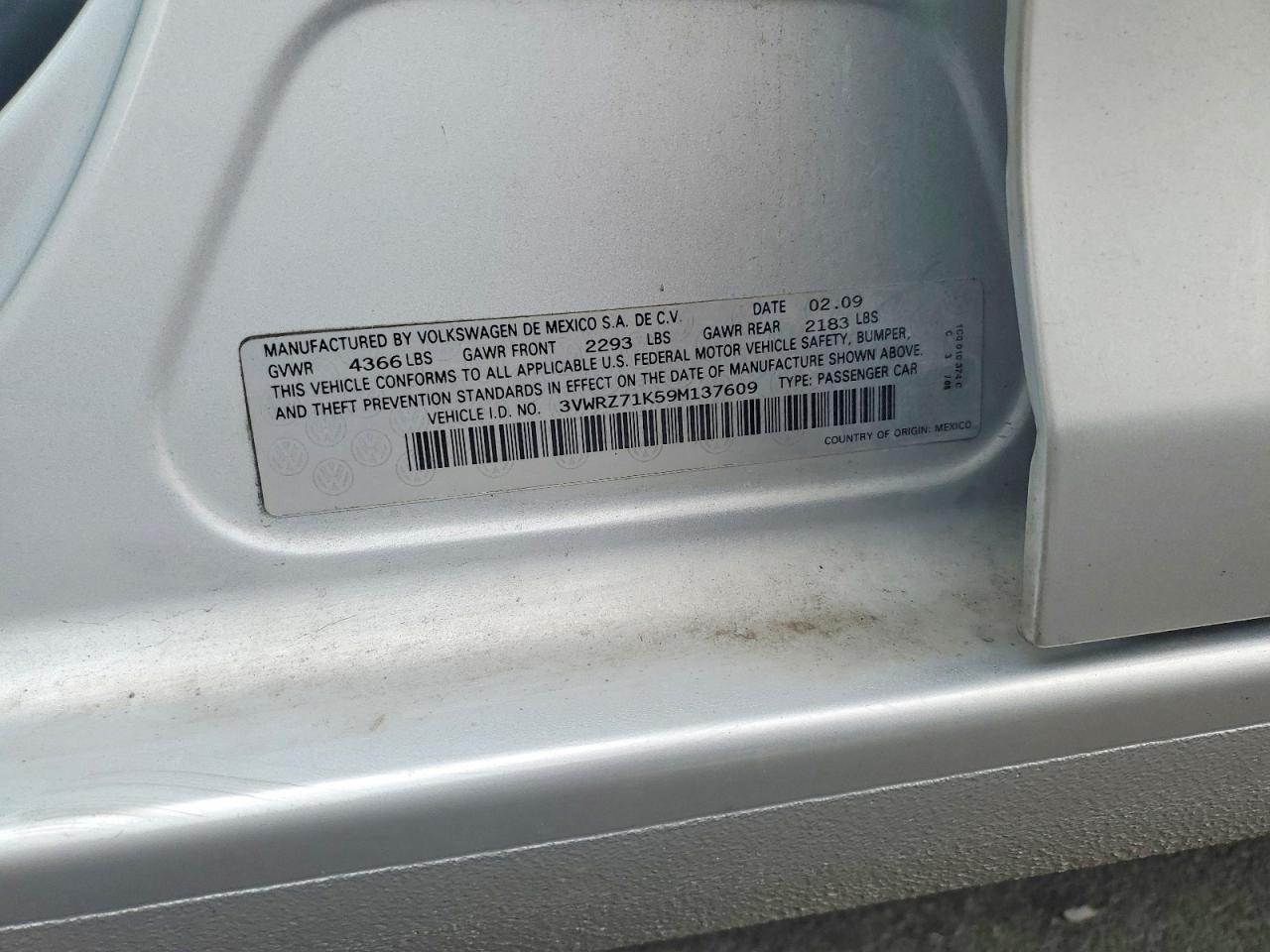 2009 Volkswagen Jetta Se Silver vin: 3VWRZ71K59M137609