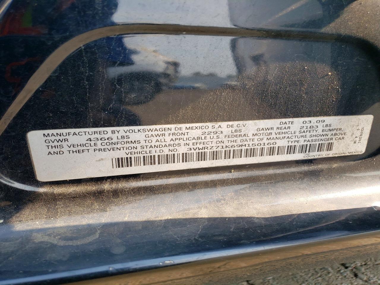 2009 Volkswagen Jetta Se Черный vin: 3VWRZ71K69M150160