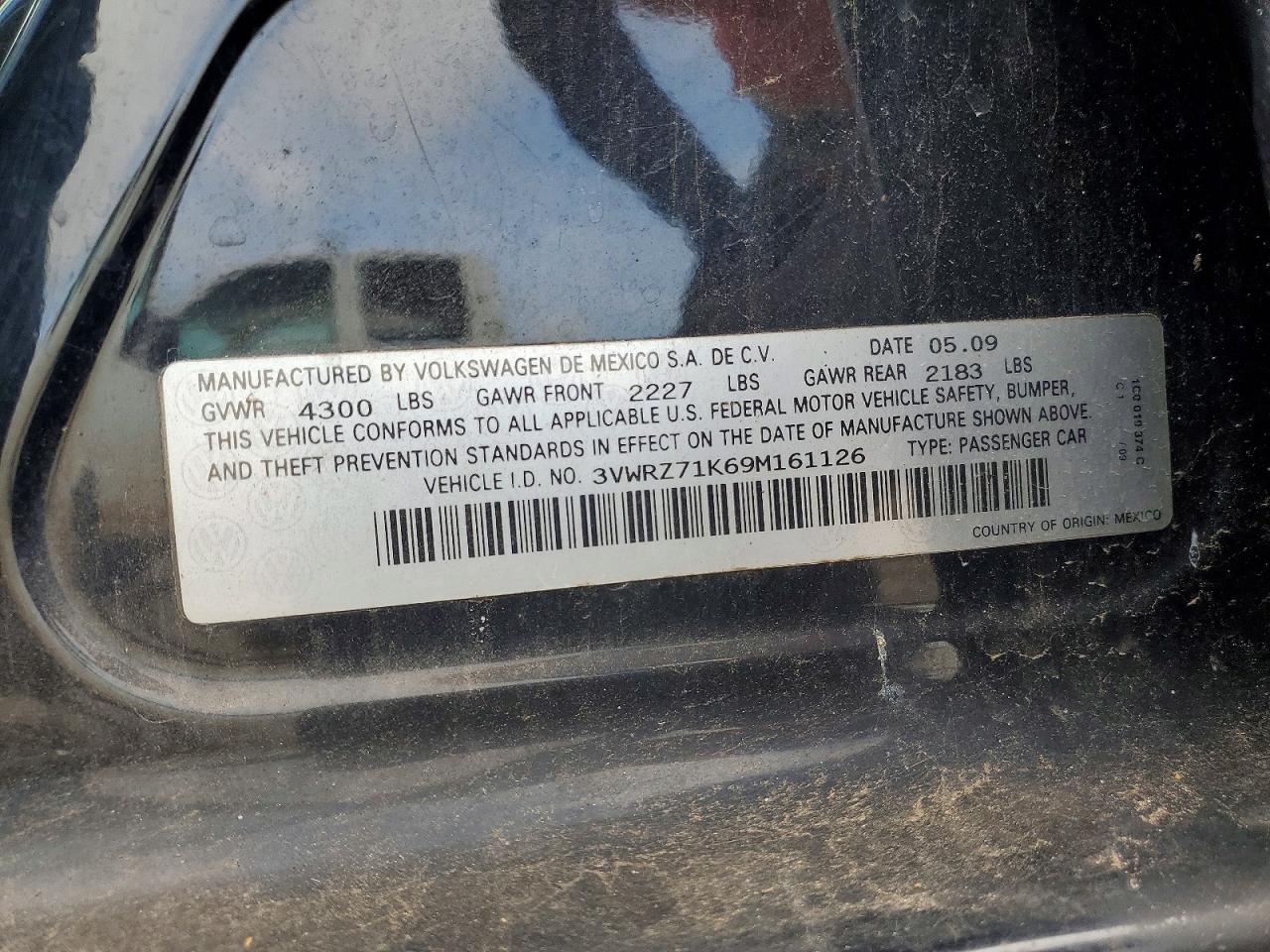 2009 Volkswagen Jetta Se Black vin: 3VWRZ71K69M161126