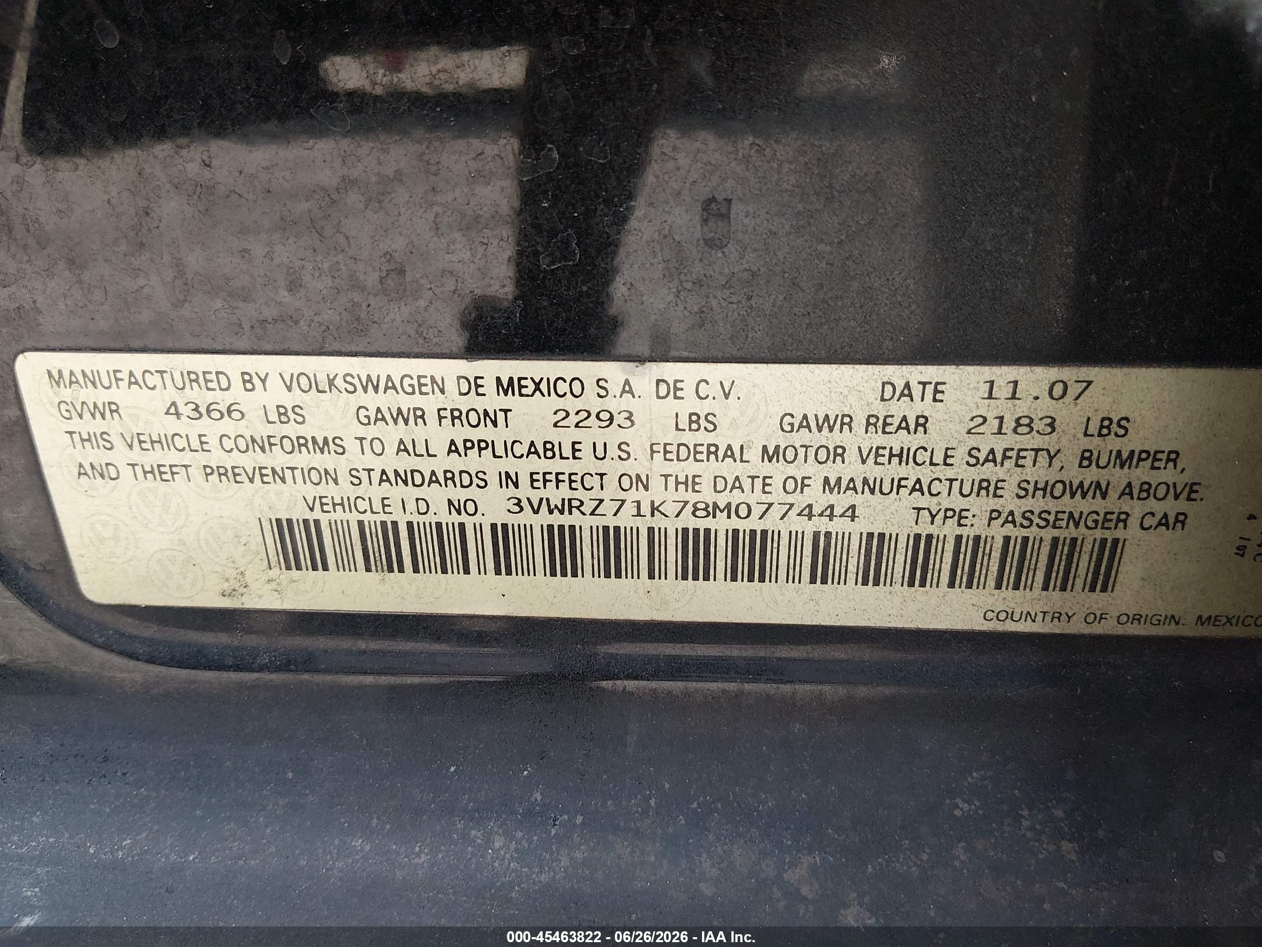 2008 Volkswagen Jetta Se/sel Черный vin: 3VWRZ71K78M077444