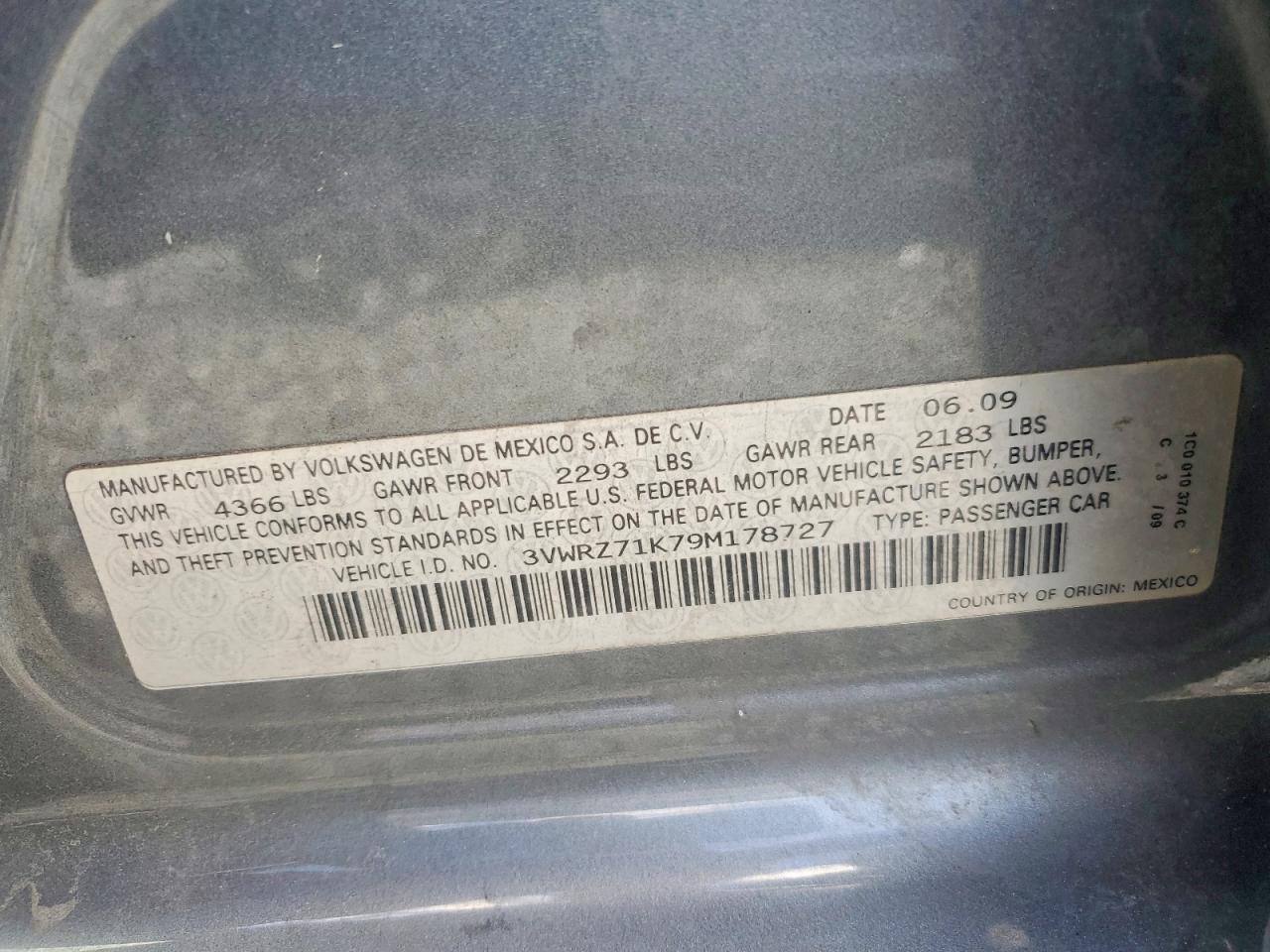 2009 Volkswagen Jetta Se Gray vin: 3VWRZ71K79M178727