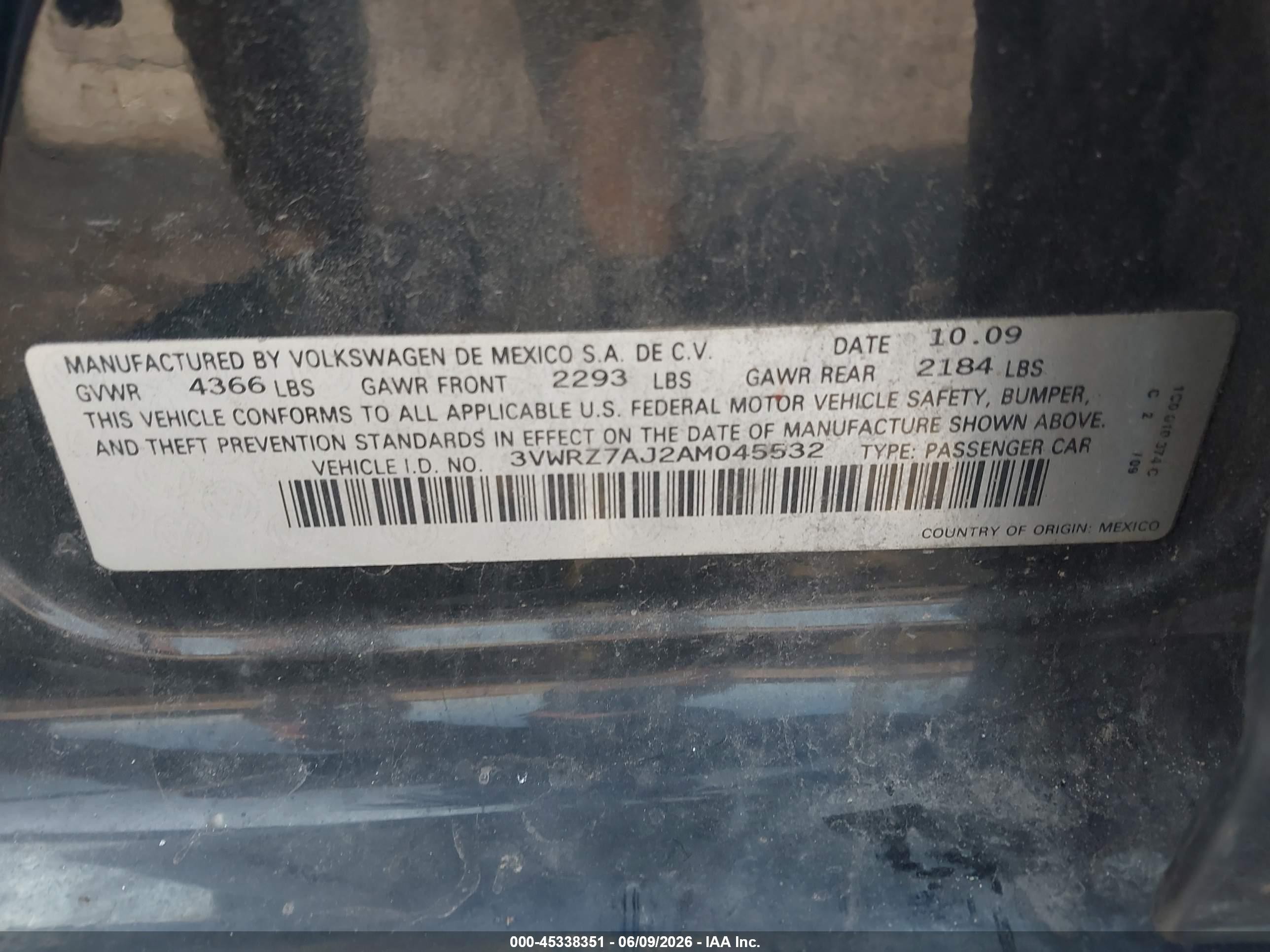 2010 Volkswagen Jetta Se Black vin: 3VWRZ7AJ2AM045532