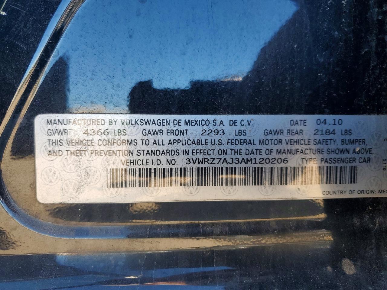 2010 Volkswagen Jetta Se Black vin: 3VWRZ7AJ3AM120206