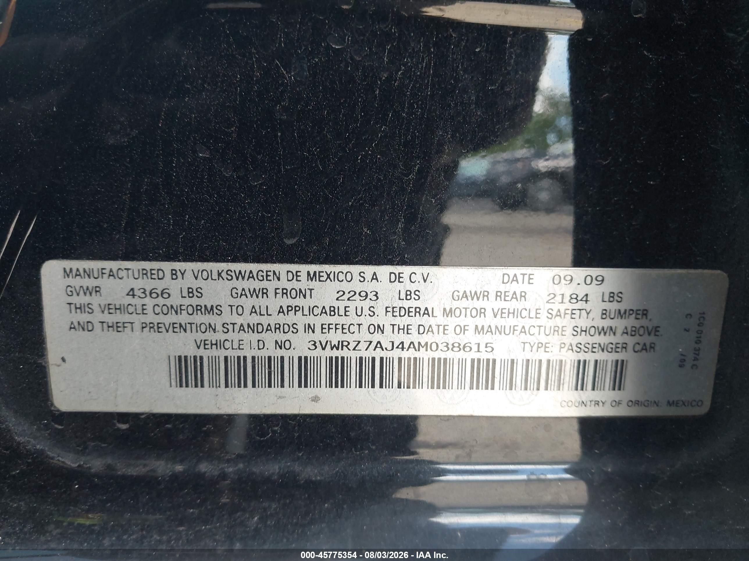 2010 Volkswagen Jetta Se Black vin: 3VWRZ7AJ4AM038615