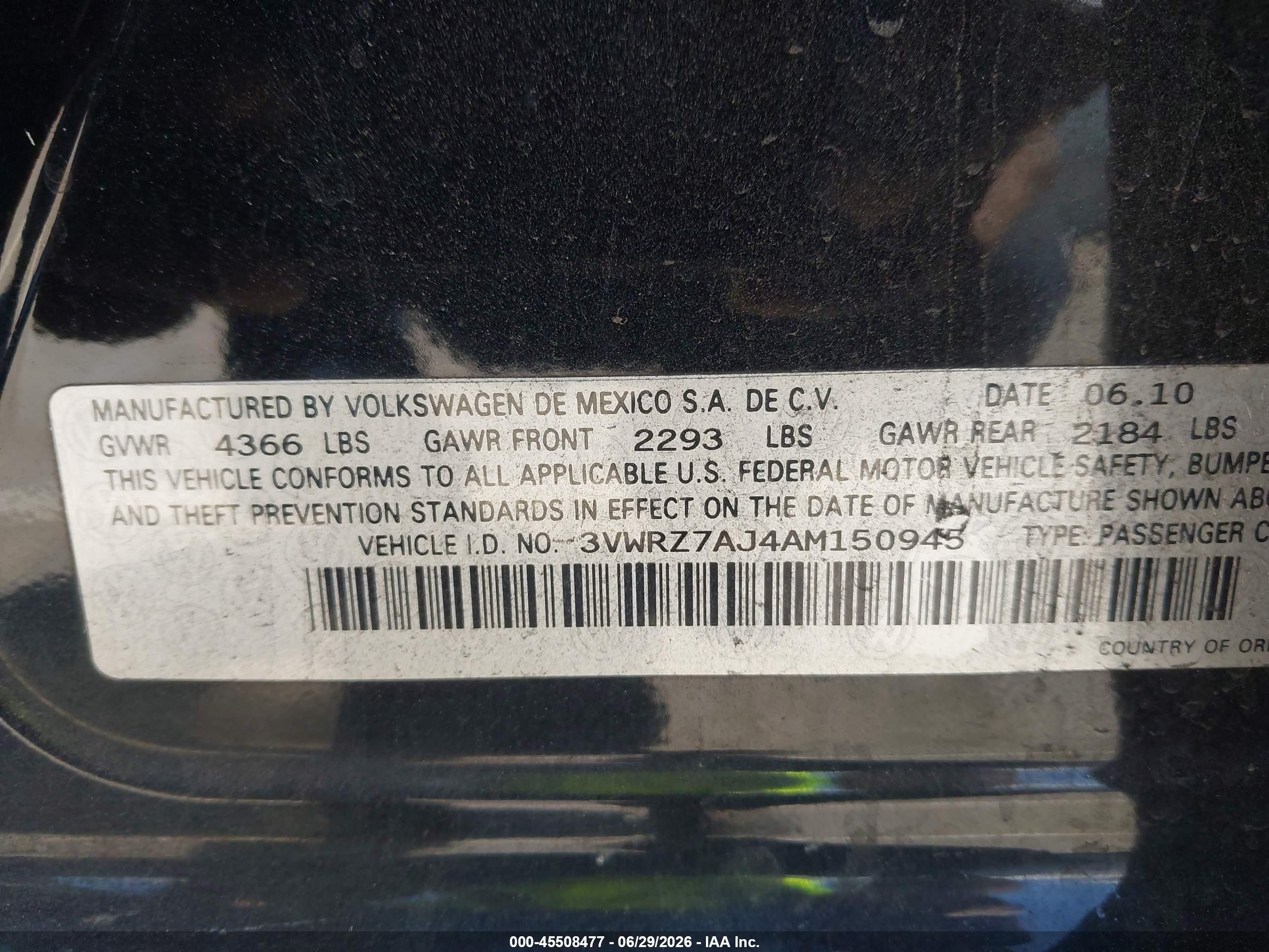 2010 Volkswagen Jetta Limited Edition Black vin: 3VWRZ7AJ4AM150945