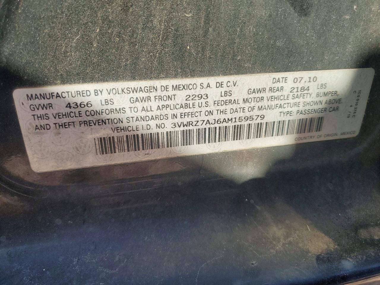 2010 Volkswagen Jetta Se Black vin: 3VWRZ7AJ6AM159579