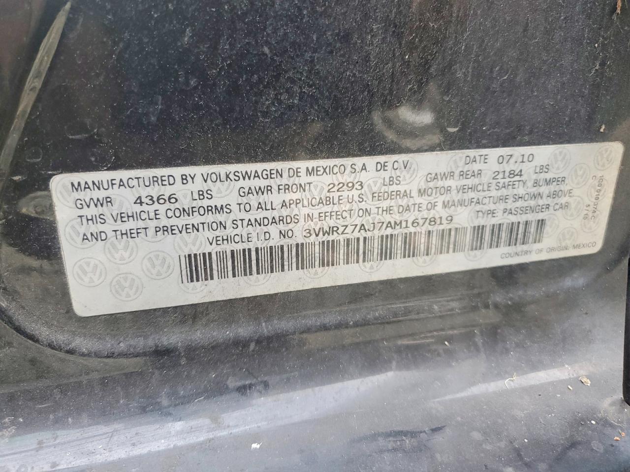 2010 Volkswagen Jetta Se Black vin: 3VWRZ7AJ7AM167819