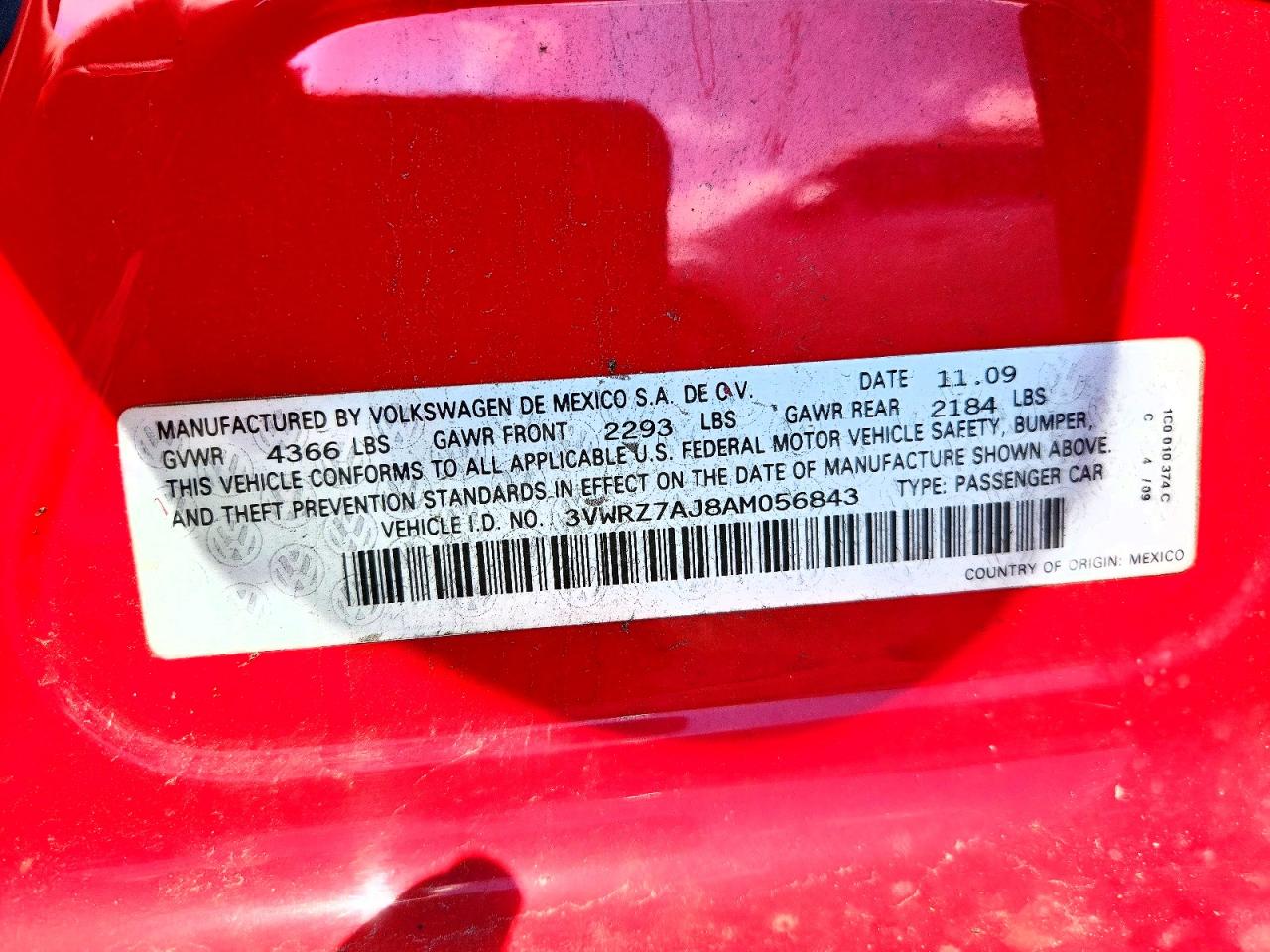 2010 Volkswagen Jetta Se Red vin: 3VWRZ7AJ8AM056843