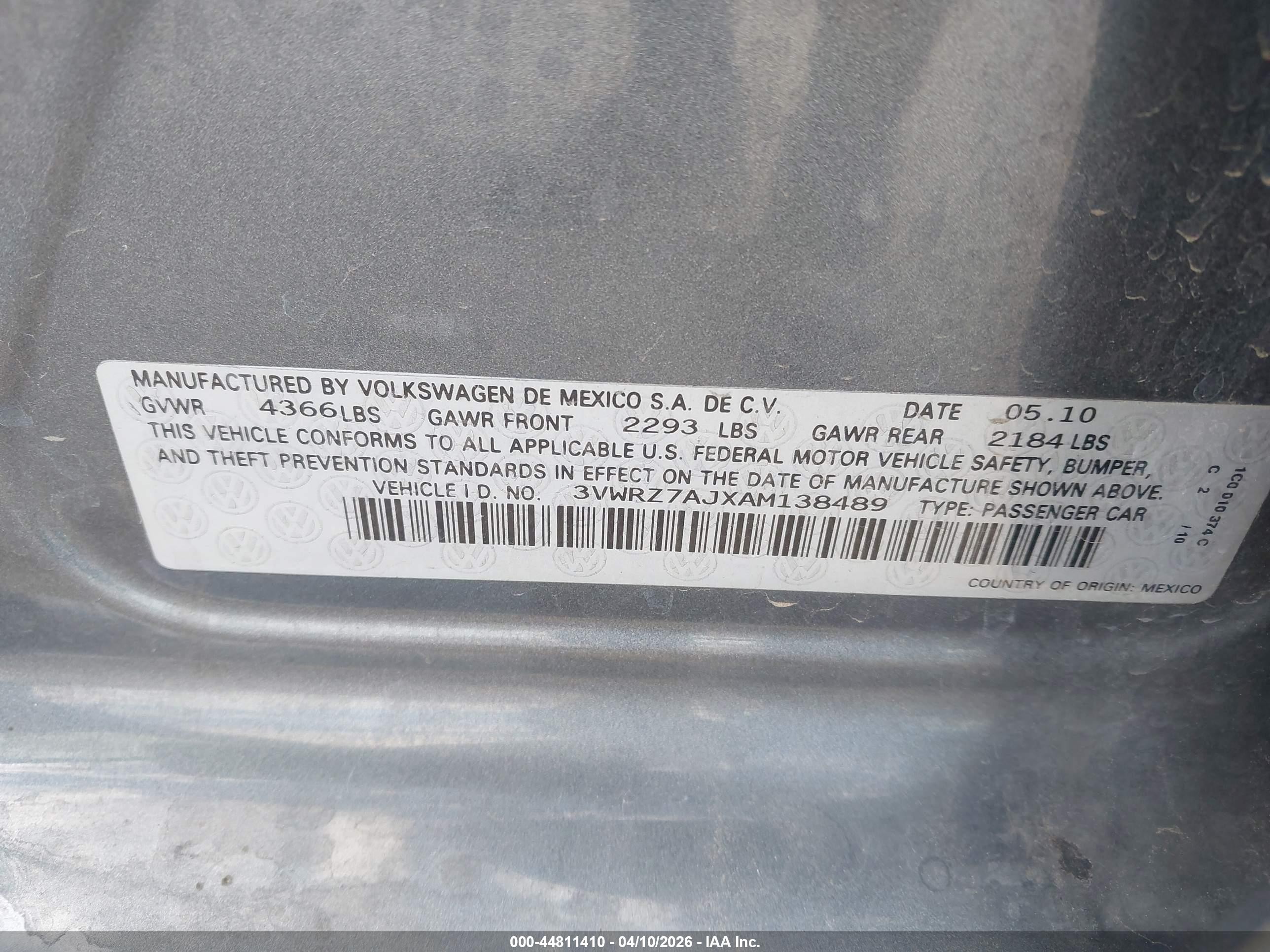 2010 Volkswagen Jetta Limited Edition Gray vin: 3VWRZ7AJXAM138489