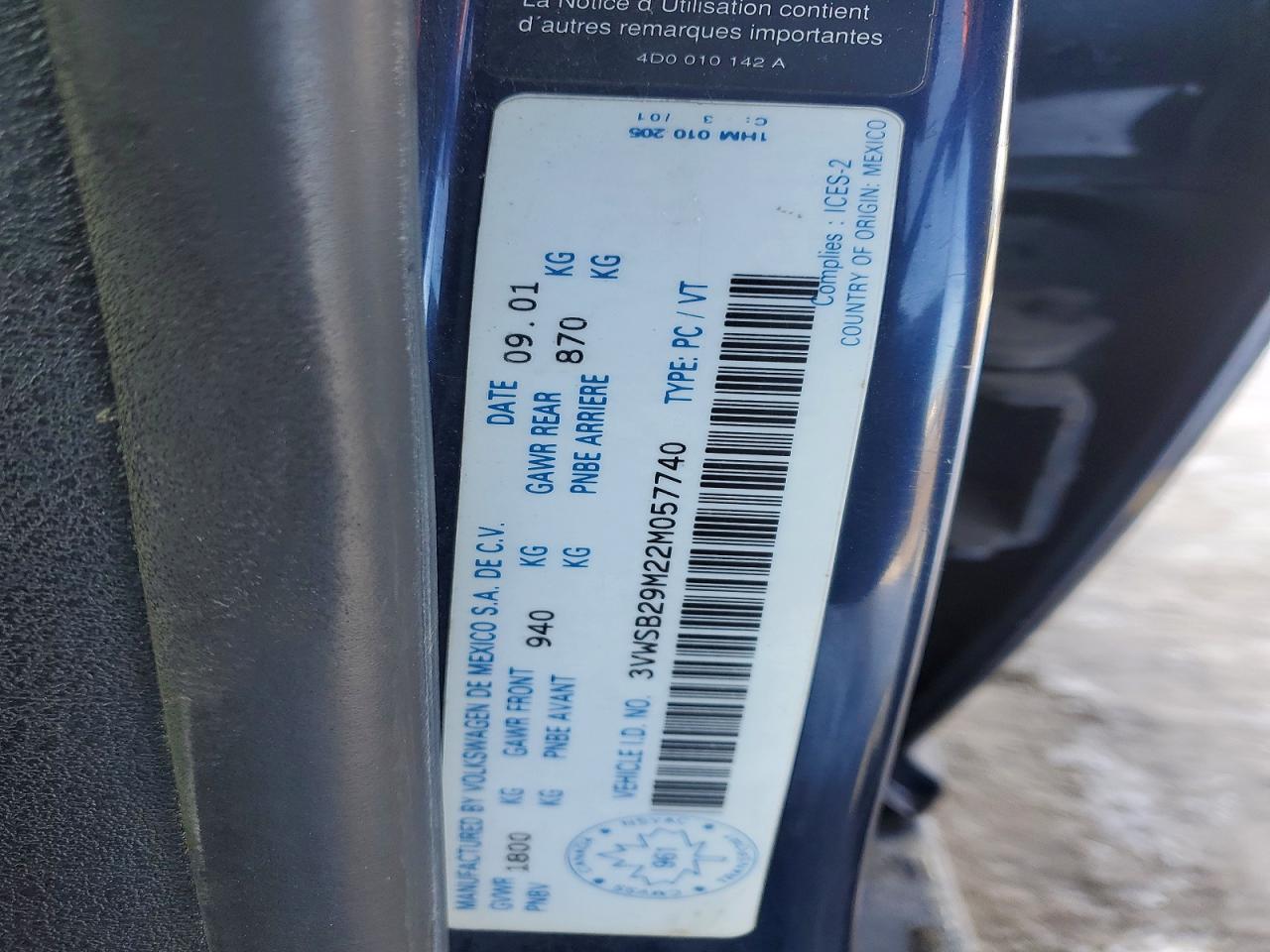 2002 Volk Jetta Gls Blue vin: 3VWSB29M22M057740