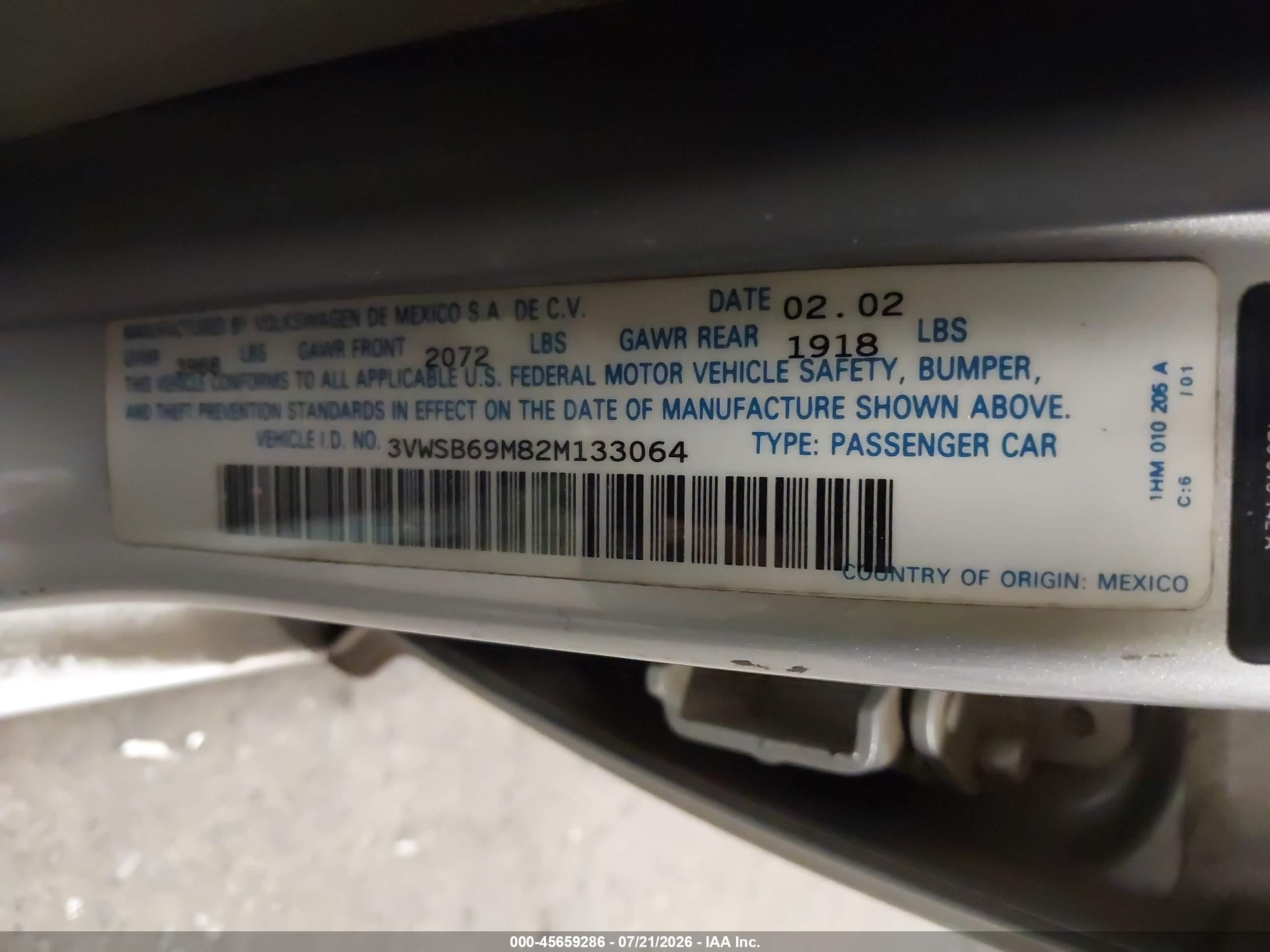 2002 Volkswagen Jetta Gls Silver vin: 3VWSB69M82M133064