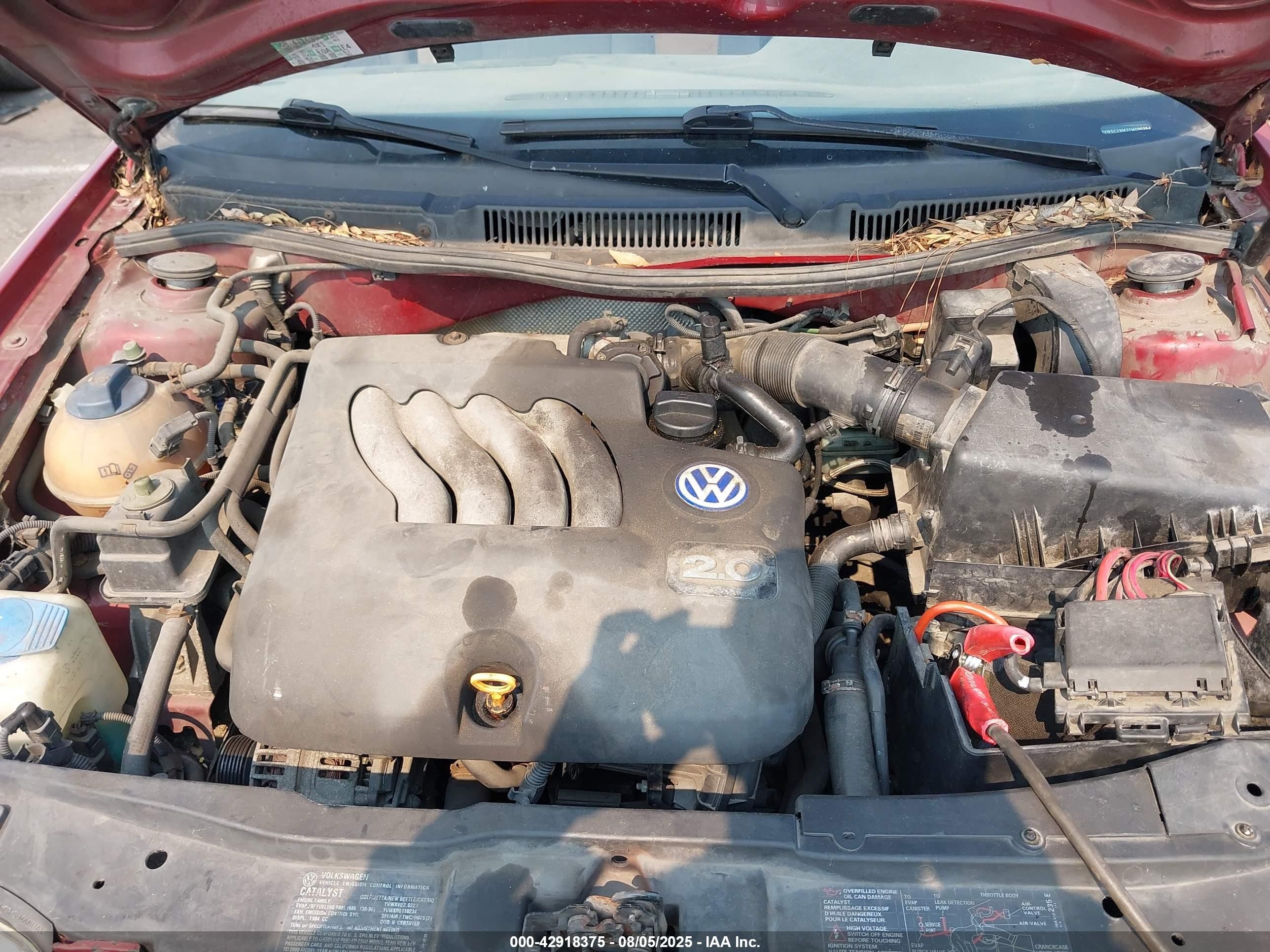 2000 Volkswagen Jetta Gls Burgundy vin: 3VWSC29M3YM095354